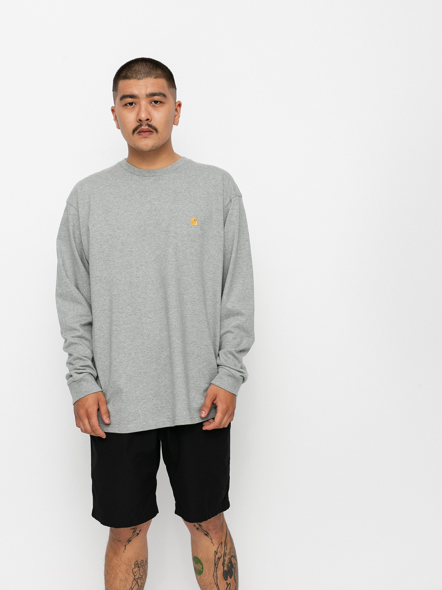 Лонгслів Carhartt WIP Chase (grey heather/gold)