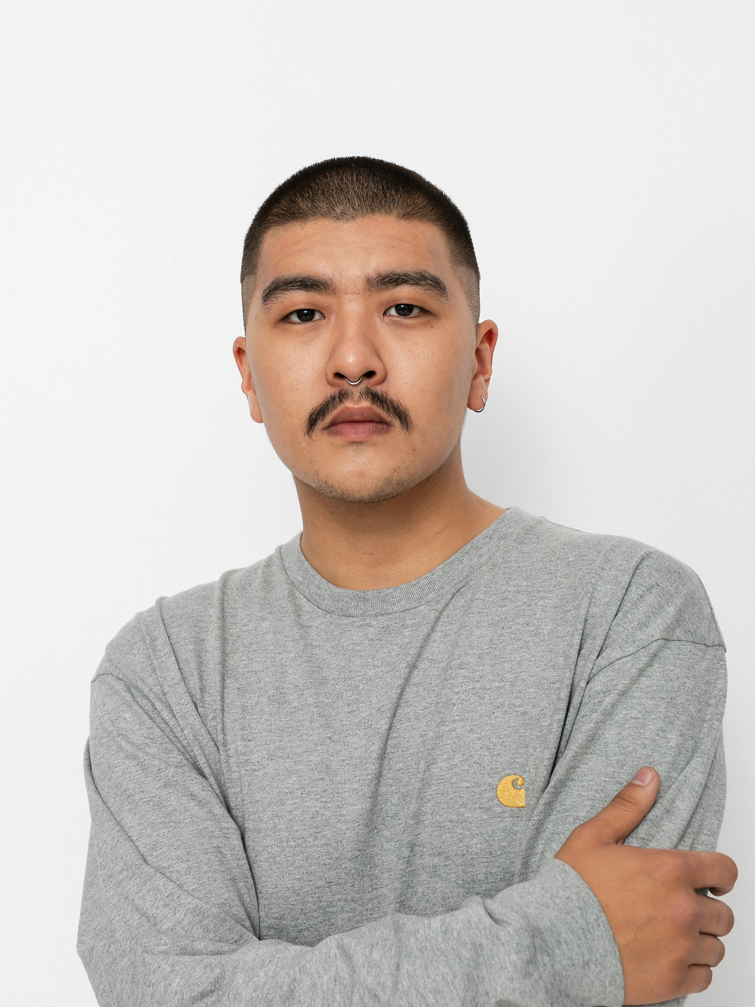 Лонгслів Carhartt WIP Chase (grey heather/gold)