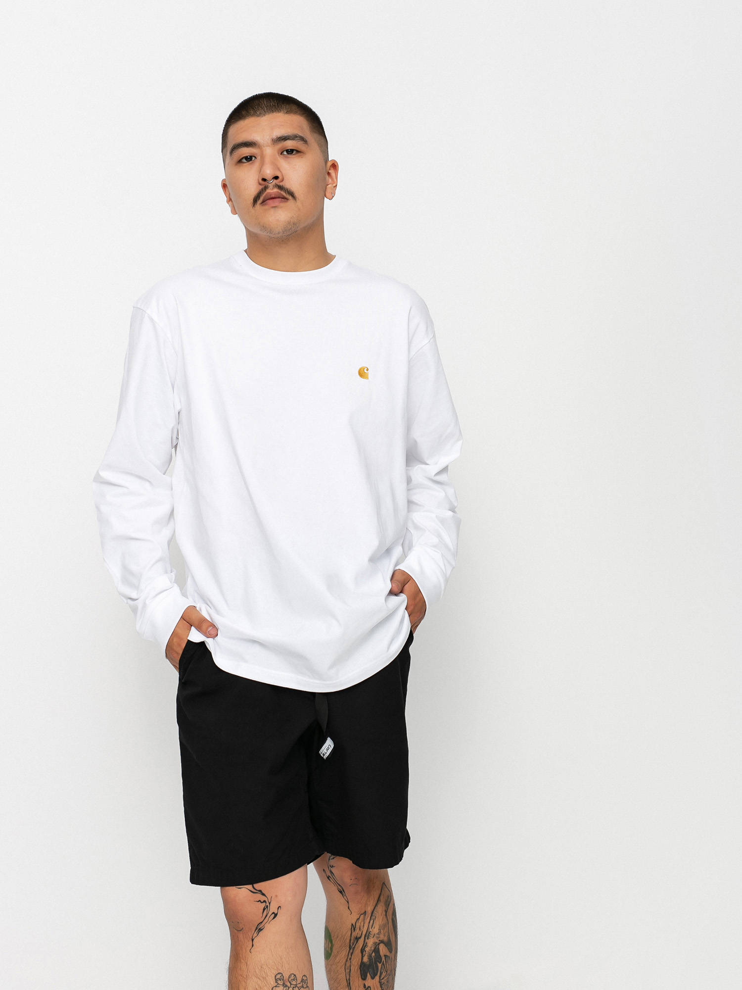 Лонгслів Carhartt WIP Chase (white/gold)