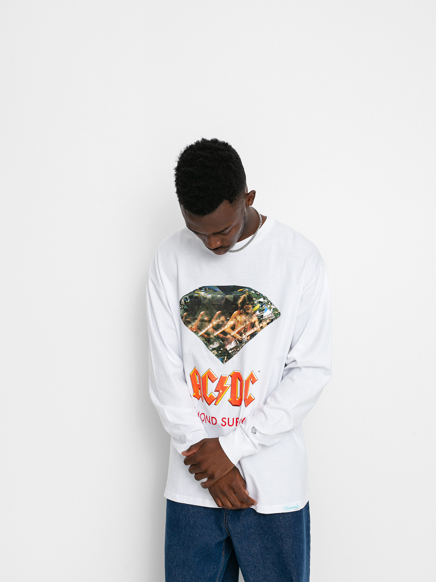 Лонгслів Diamond Supply Co. AC/DC Diamond (white)