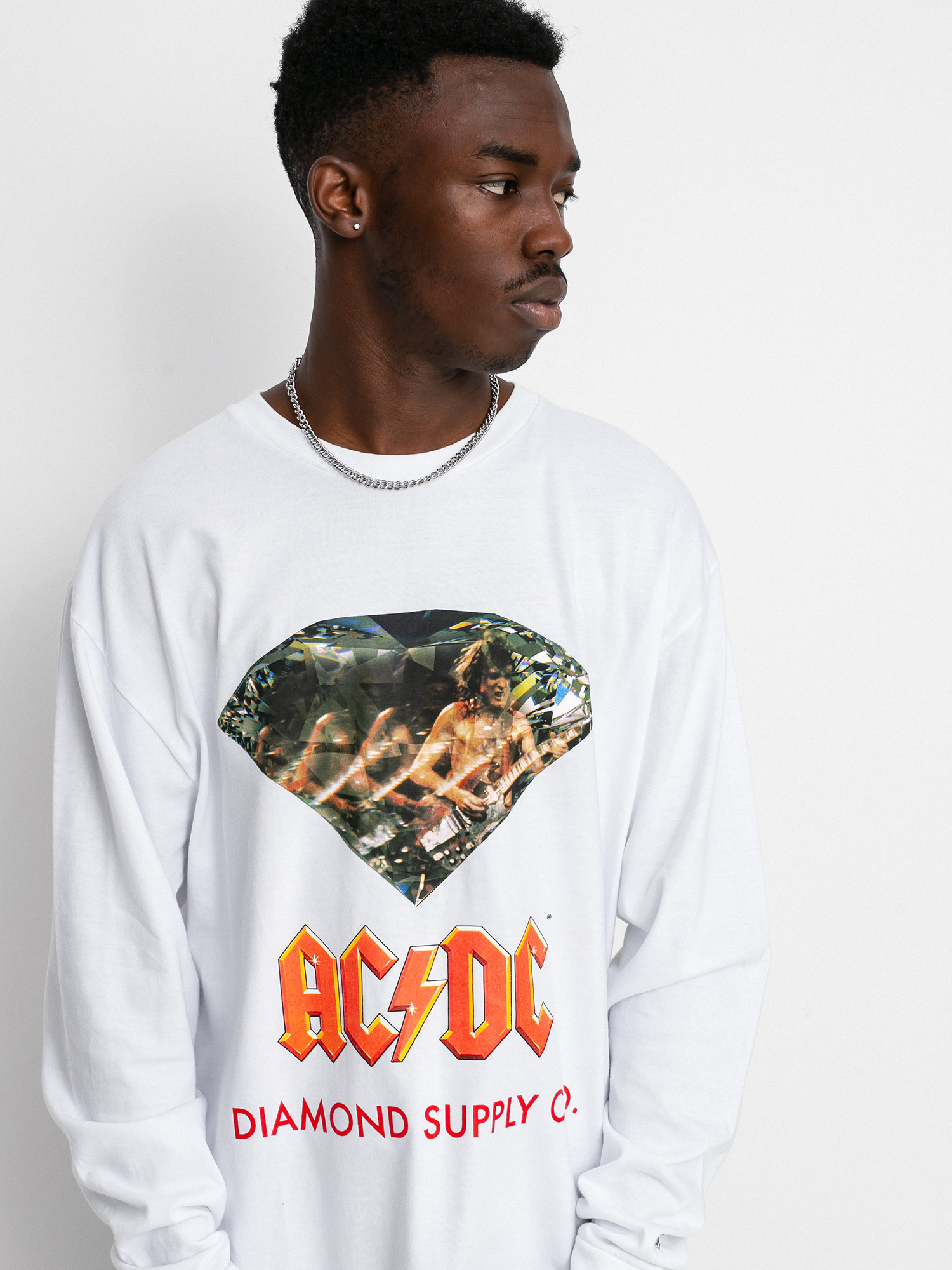 Лонгслів Diamond Supply Co. AC/DC Diamond (white)