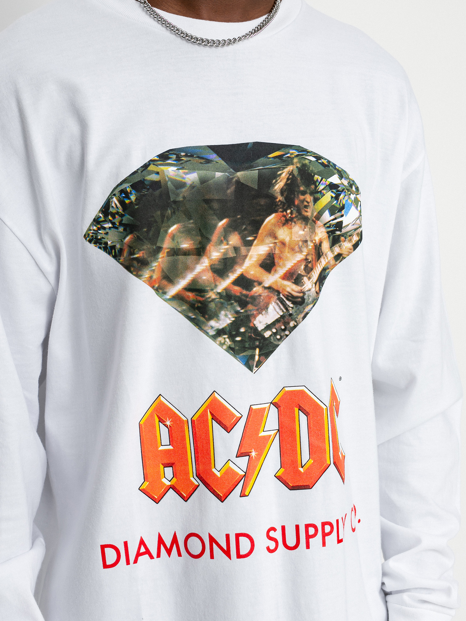 Лонгслів Diamond Supply Co. AC/DC Diamond (white)
