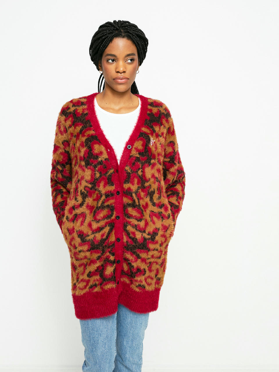 Светр HUF Leopard Knit Duster Wmn (bloodstone)