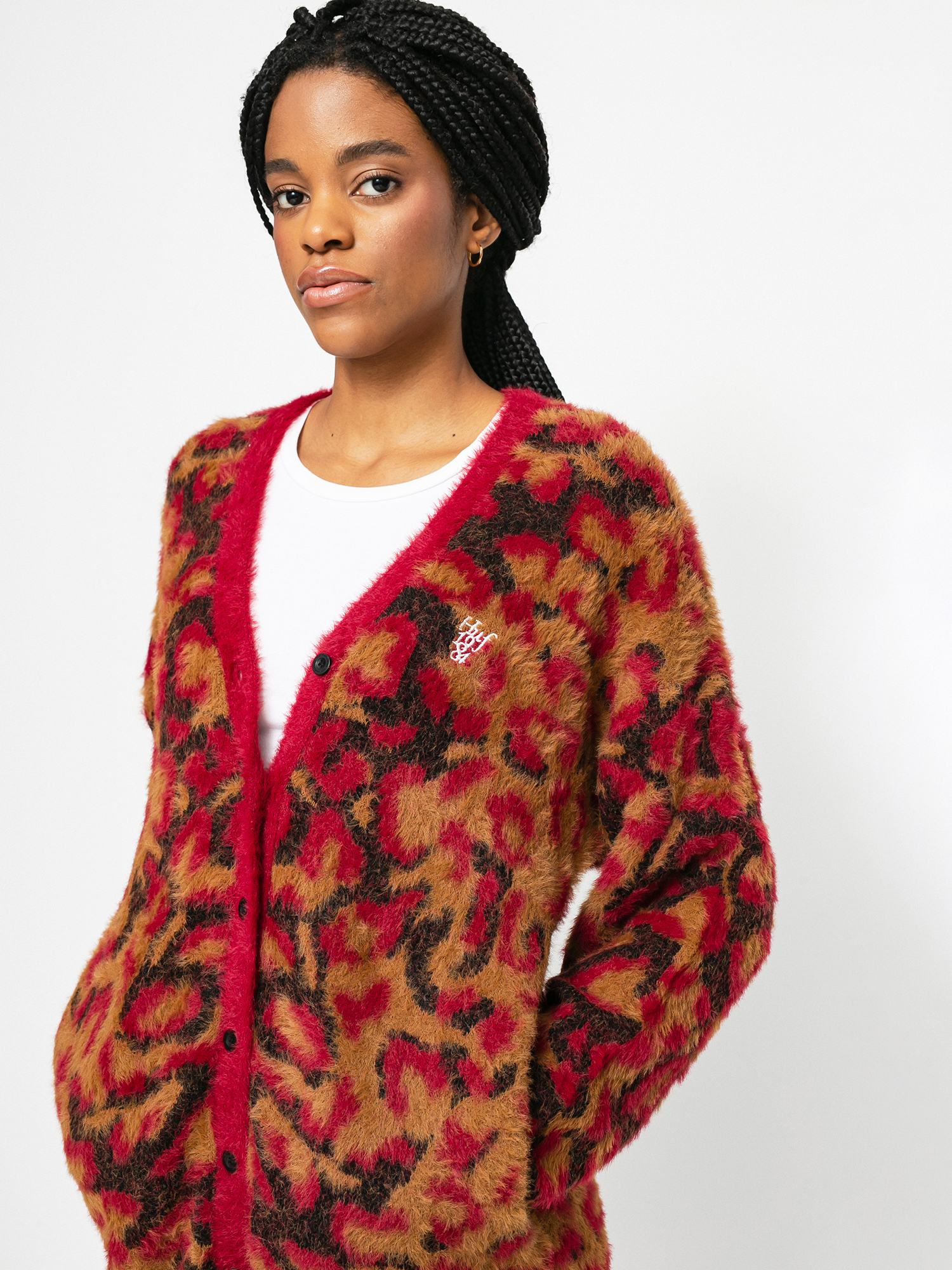 Светр HUF Leopard Knit Duster Wmn (bloodstone)