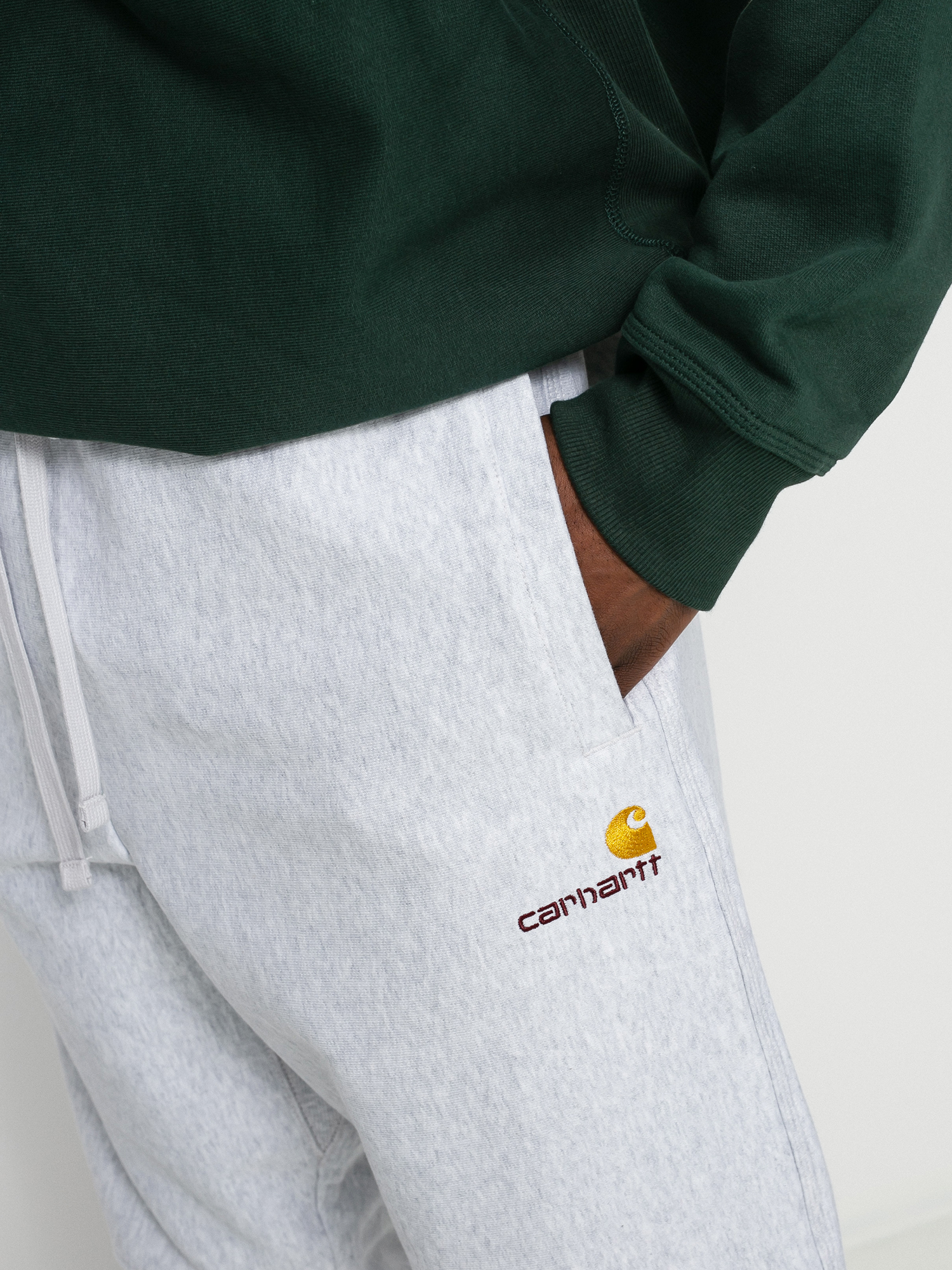 Штани Carhartt WIP American Script Jogging (ash heather)