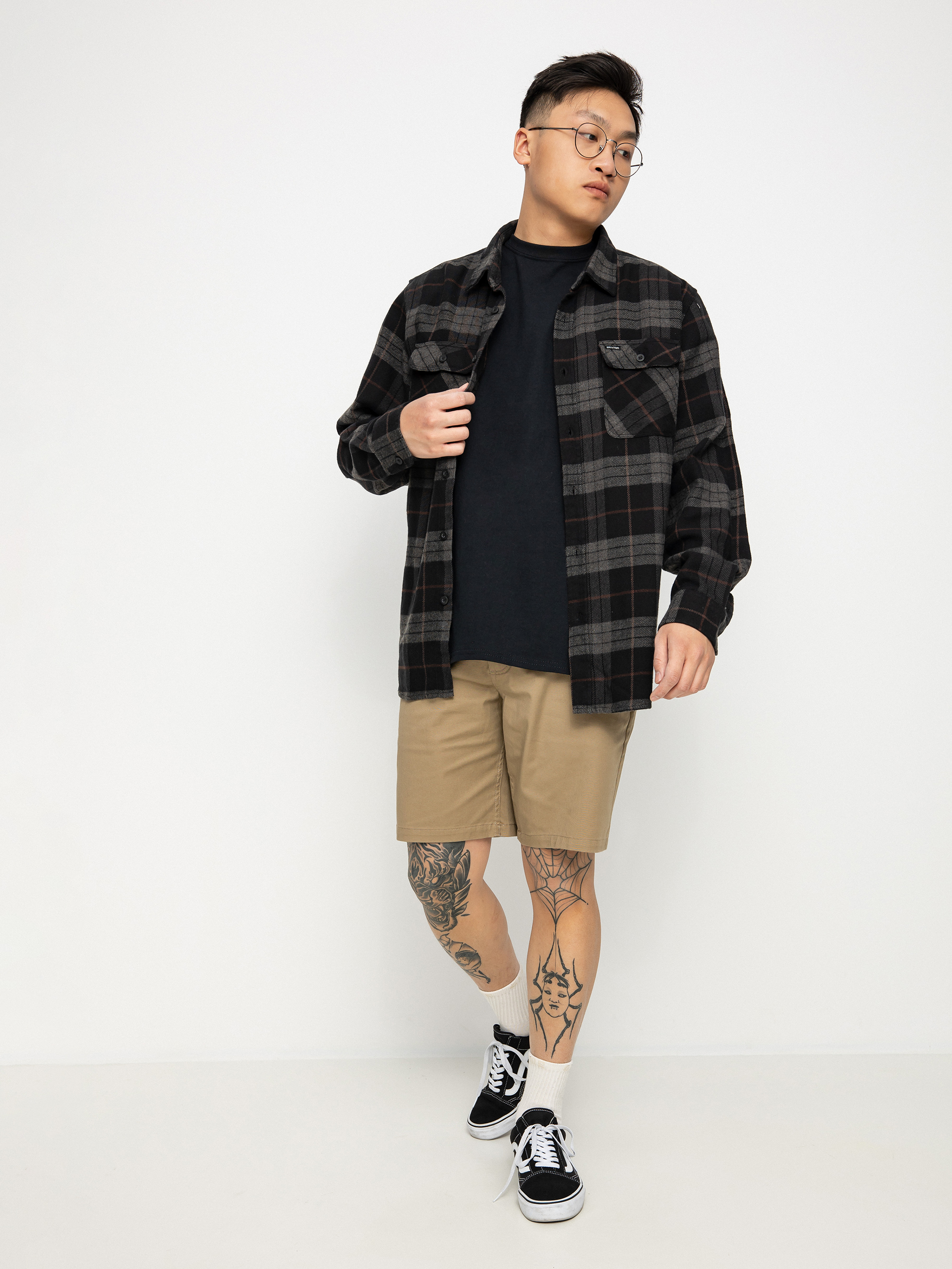 u0421u043eu0440u043eu0447u043au0430 Brixton Bowery Flannel (black/charcoal)