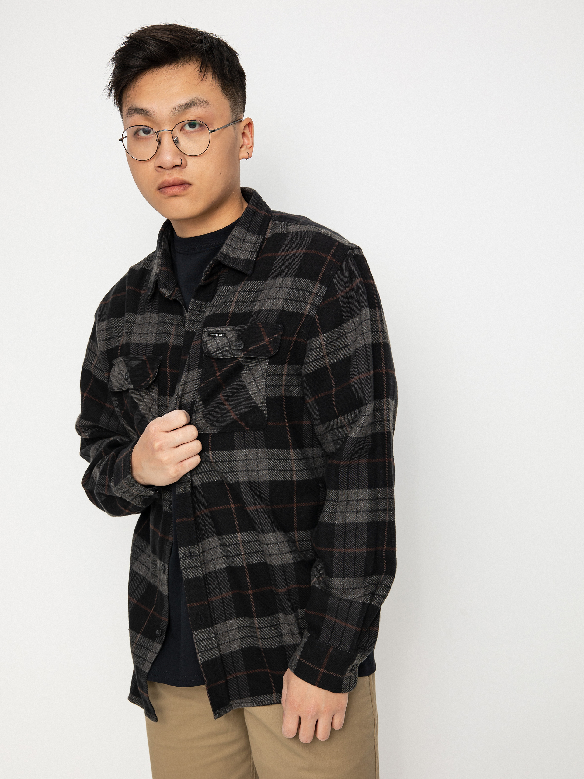Сорочка Brixton Bowery Flannel (black/charcoal)