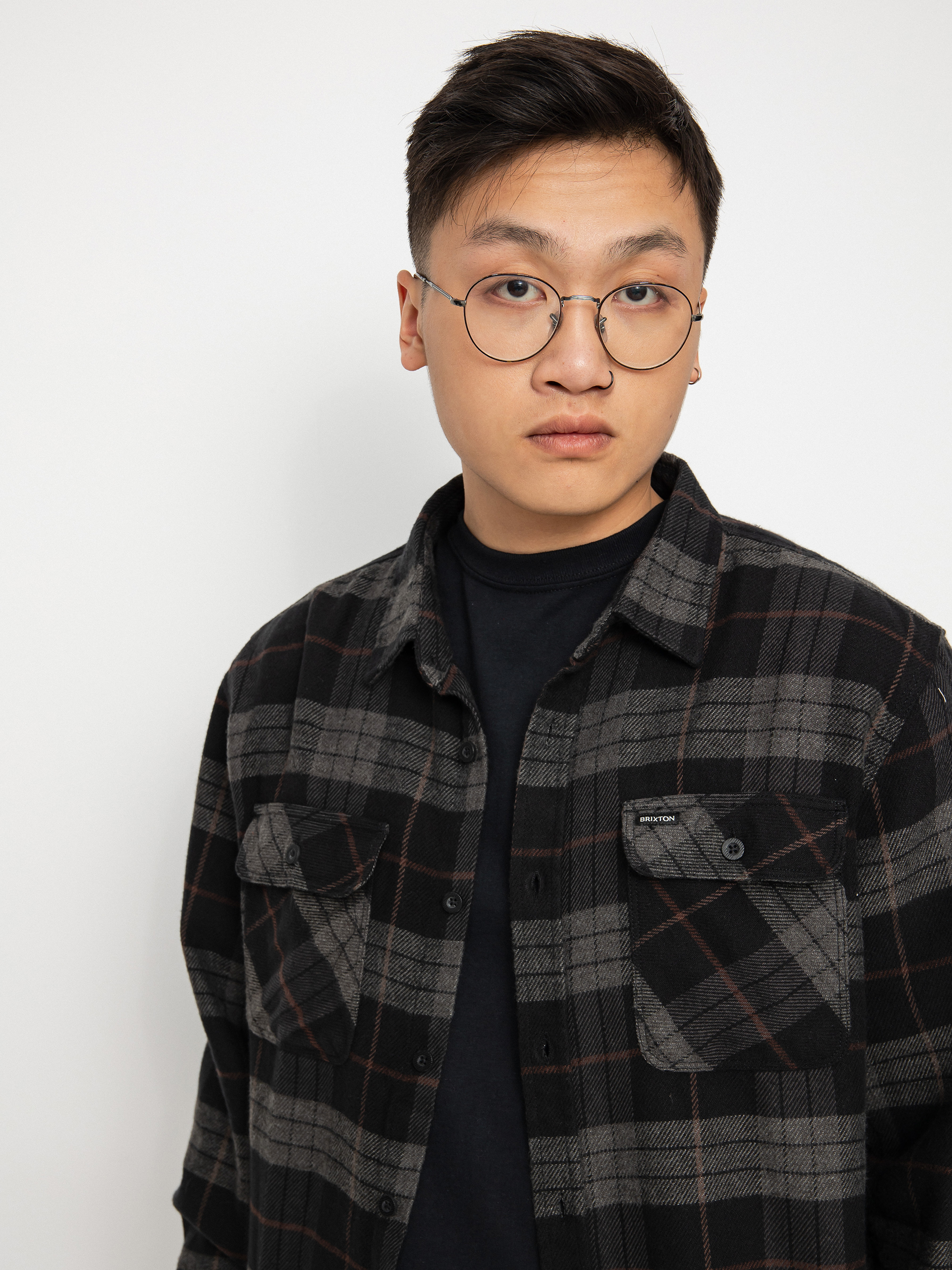 Сорочка Brixton Bowery Flannel (black/charcoal)