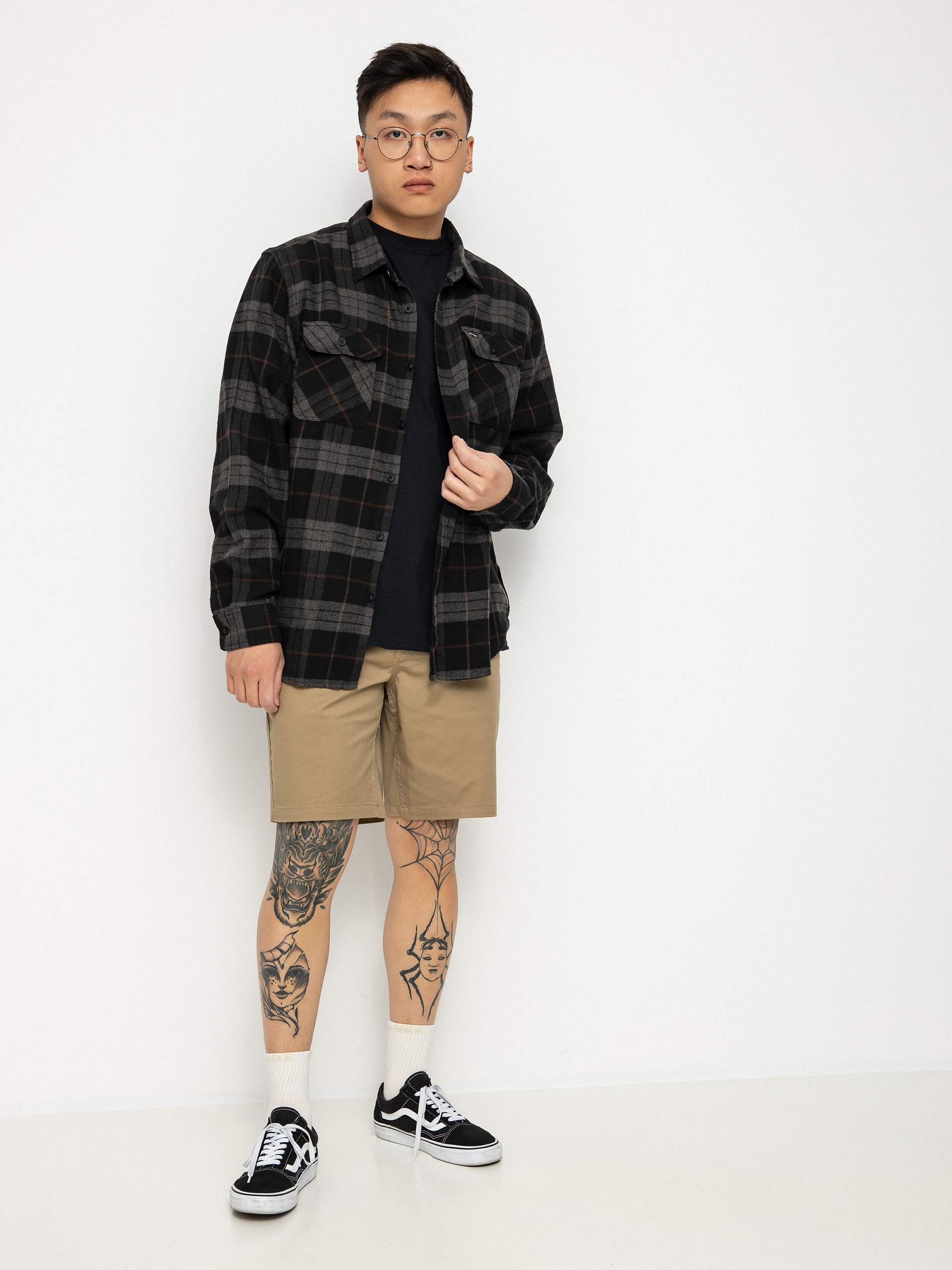 Сорочка Brixton Bowery Flannel (black/charcoal)