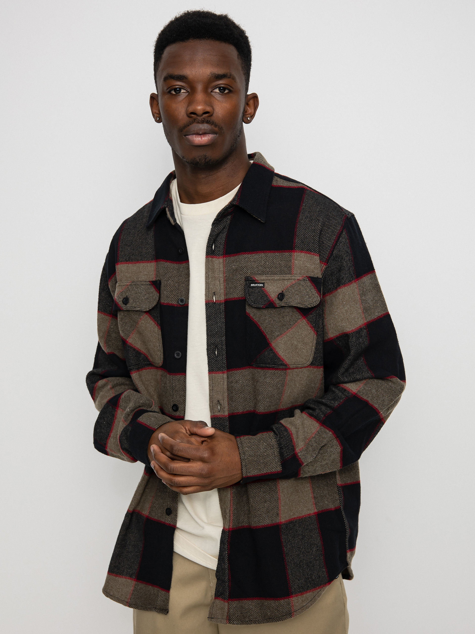 Сорочка Brixton Bowery Flannel Ls (heather grey/charcoal)
