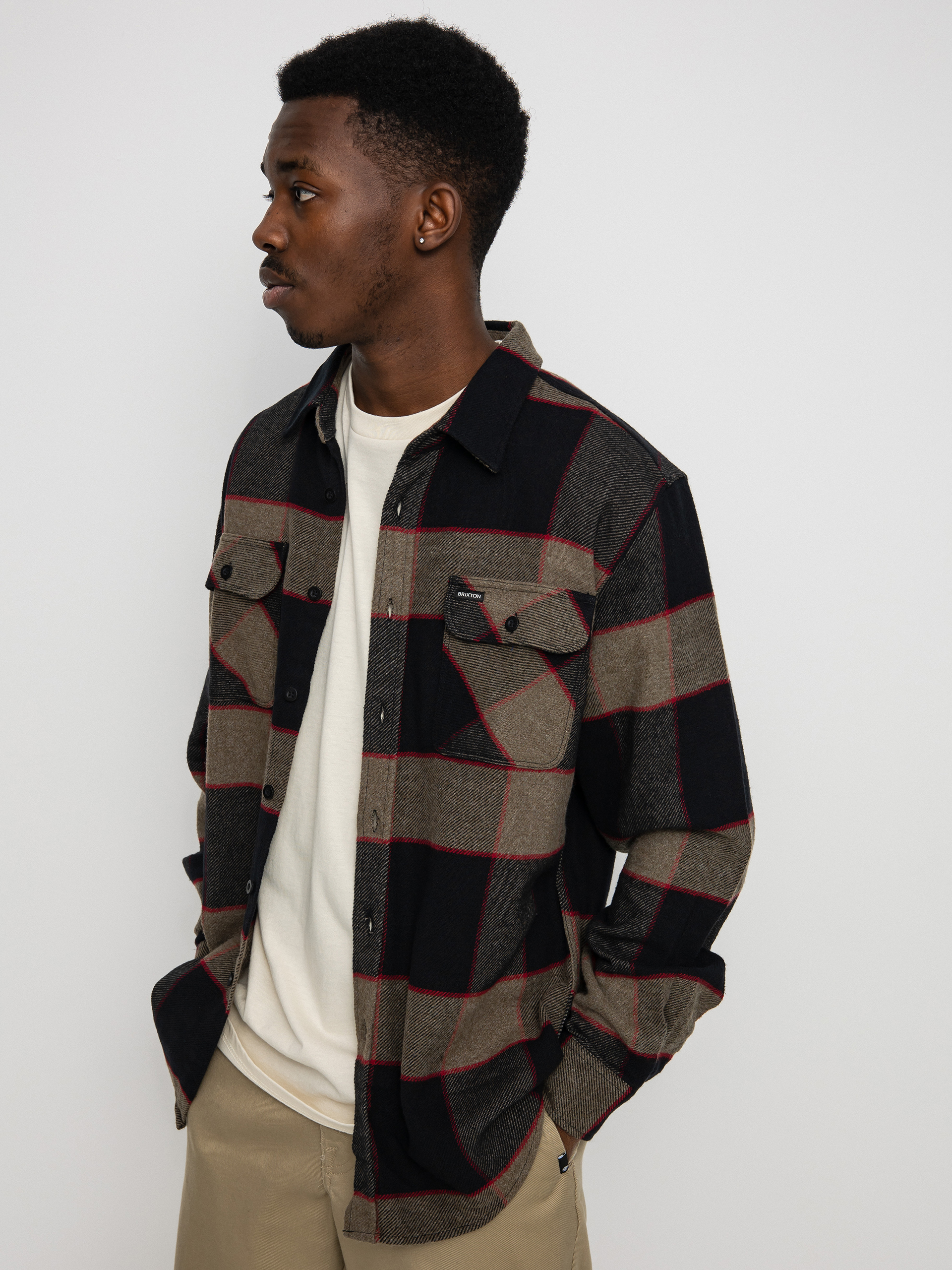 Сорочка Brixton Bowery Flannel Ls (heather grey/charcoal)