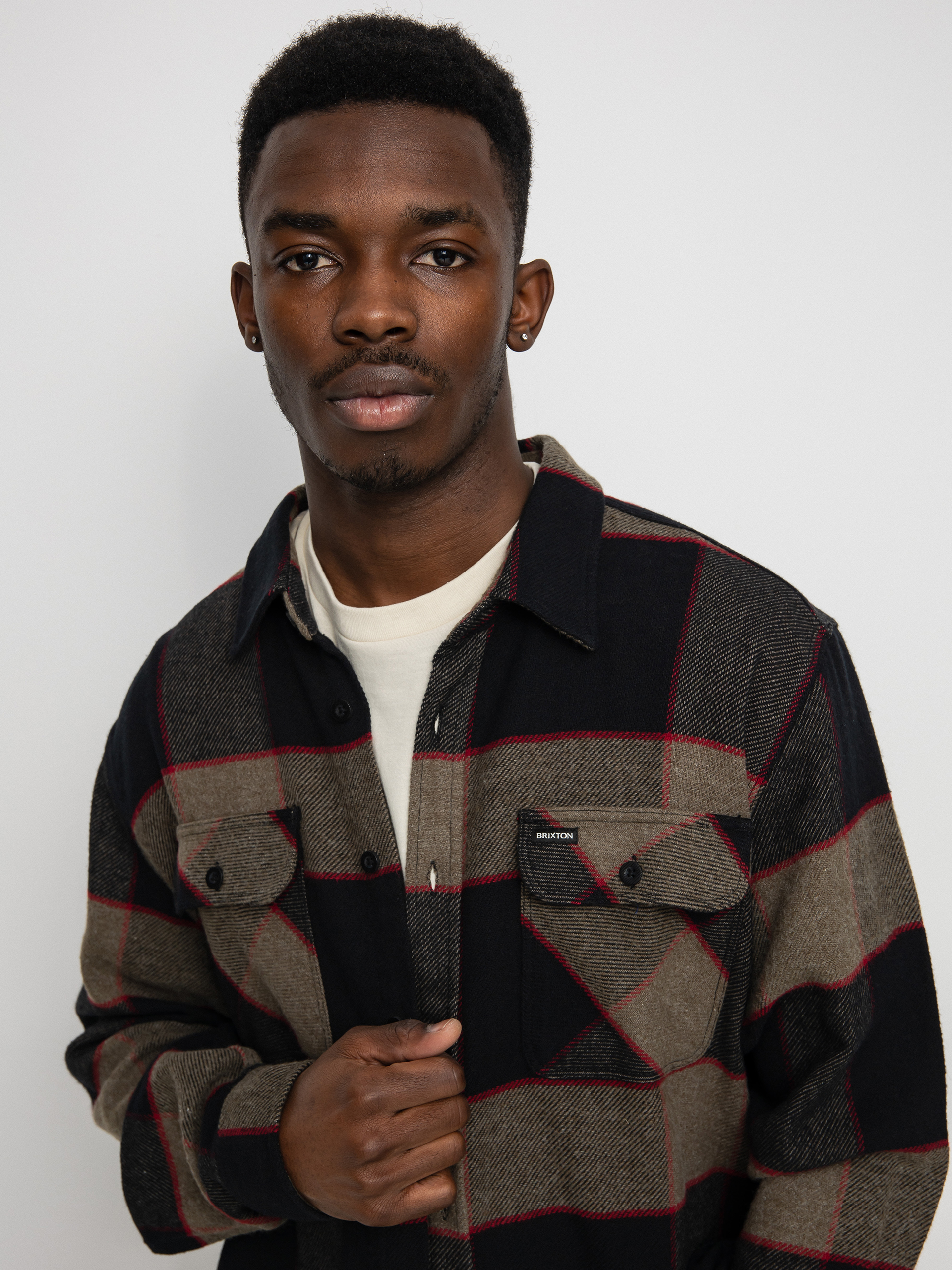 Сорочка Brixton Bowery Flannel Ls (heather grey/charcoal)
