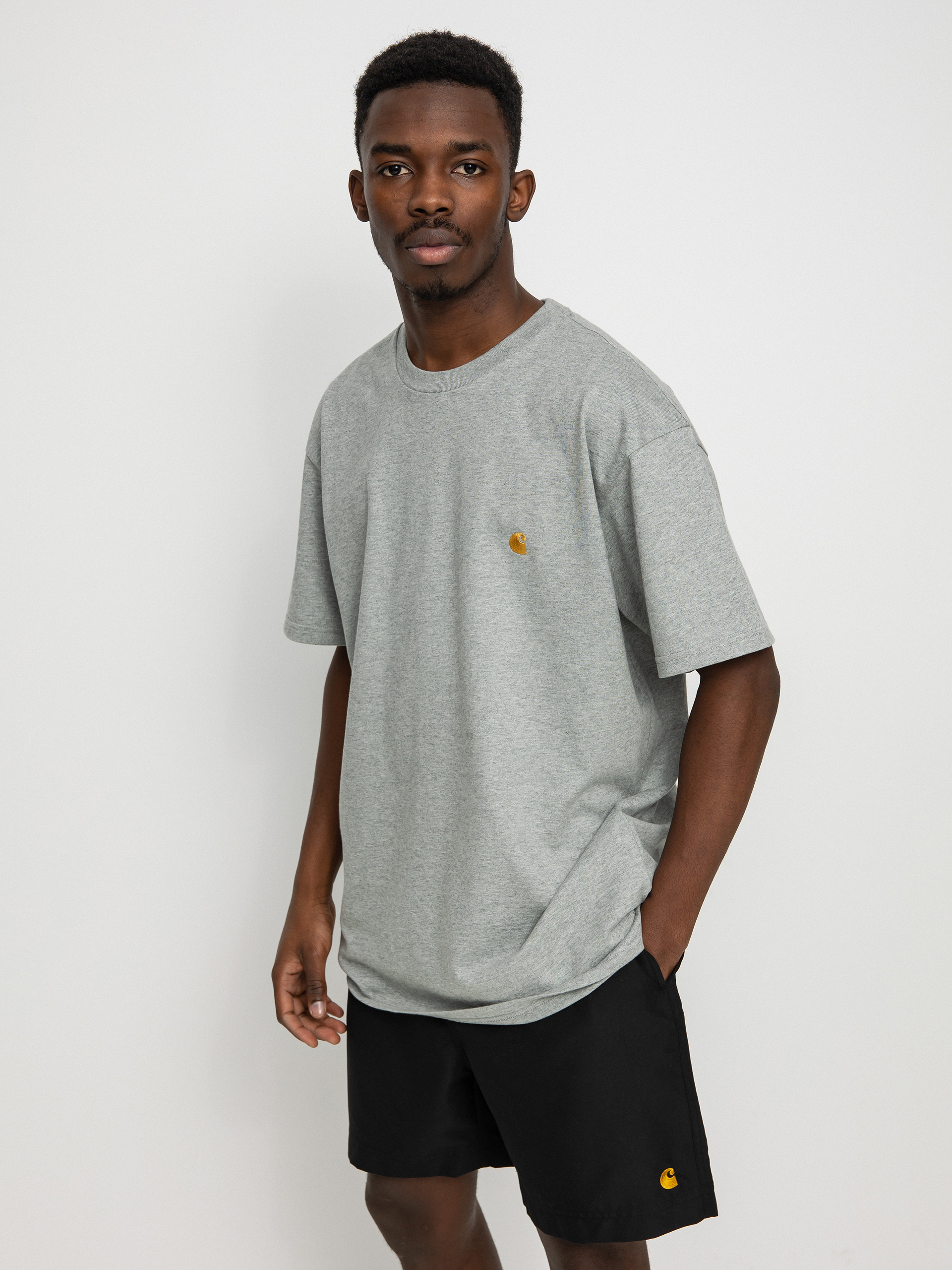 Футболка Carhartt WIP Chase (grey heather/gold)