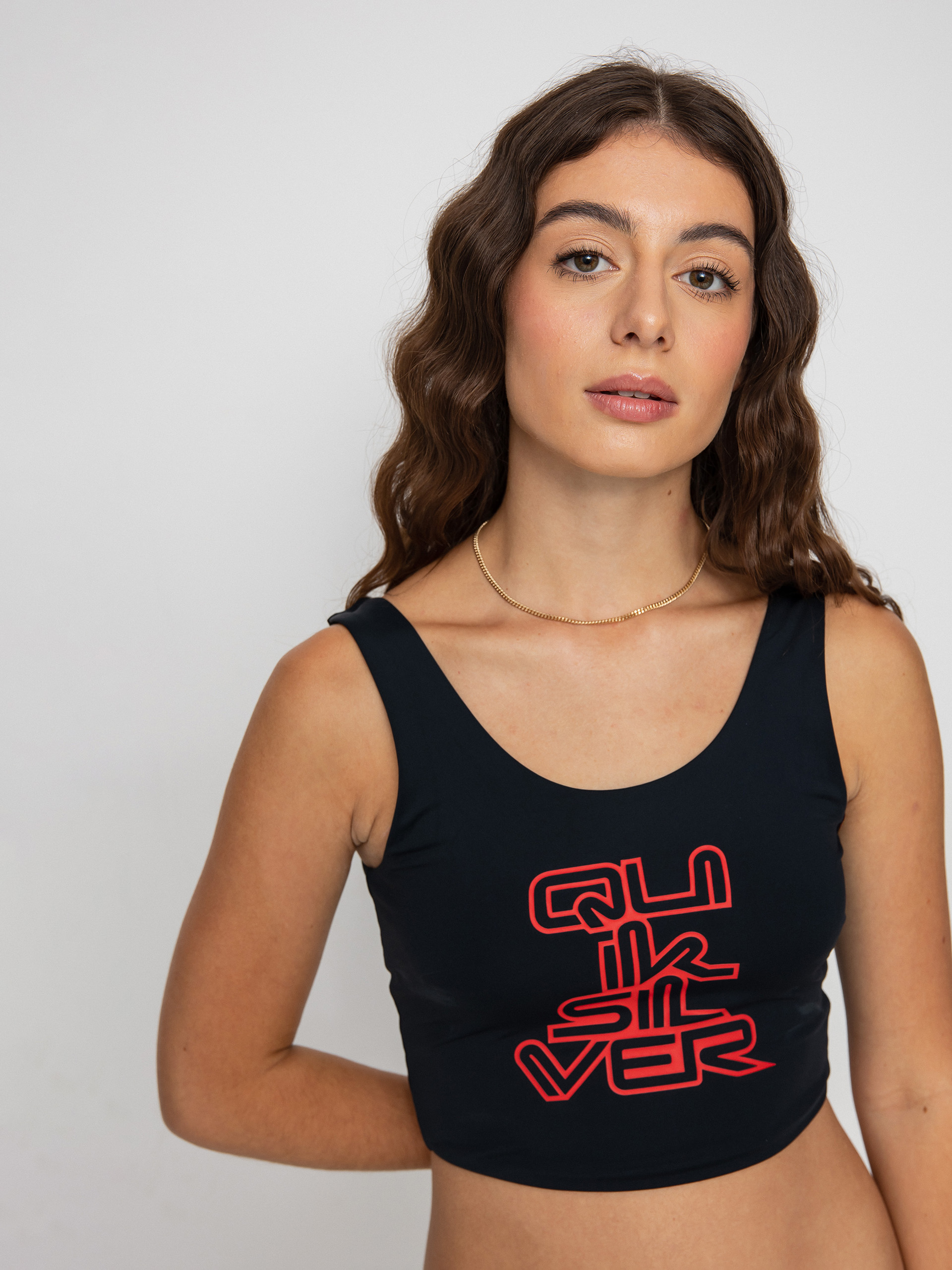 Білизна (верх) Quiksilver X Stranger Things Upside Down Scoop Singlet Wmn (black)