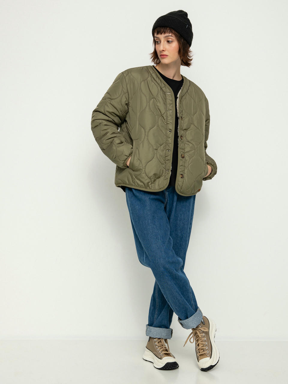 Куртка Brixton Sherpa Reversible Padded Wmn (military olive)