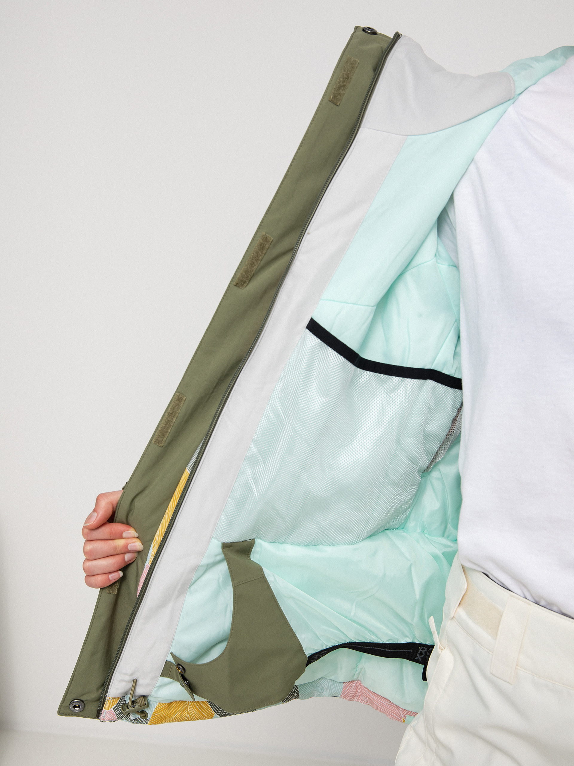 Жіноча Сноубордична куртка Roxy Galaxy Print Block (deep lichen green la palmeraie)