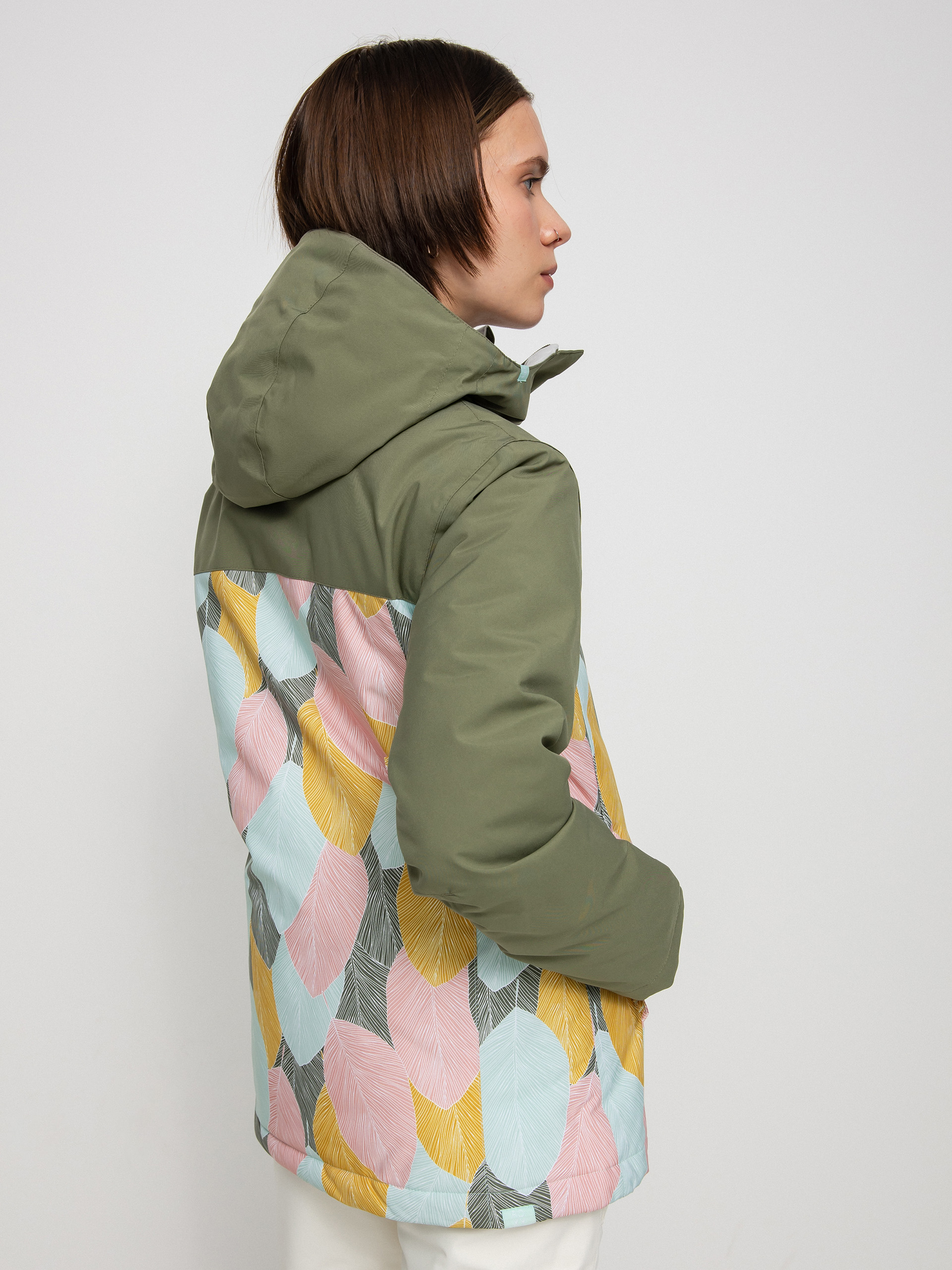 Жіноча Сноубордична куртка Roxy Galaxy Print Block (deep lichen green la palmeraie)