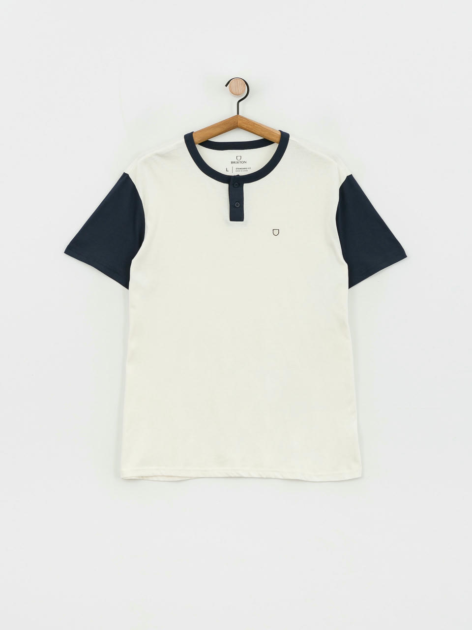 Футболка Brixton Shield Baseball Henley Kn (off white/navy)