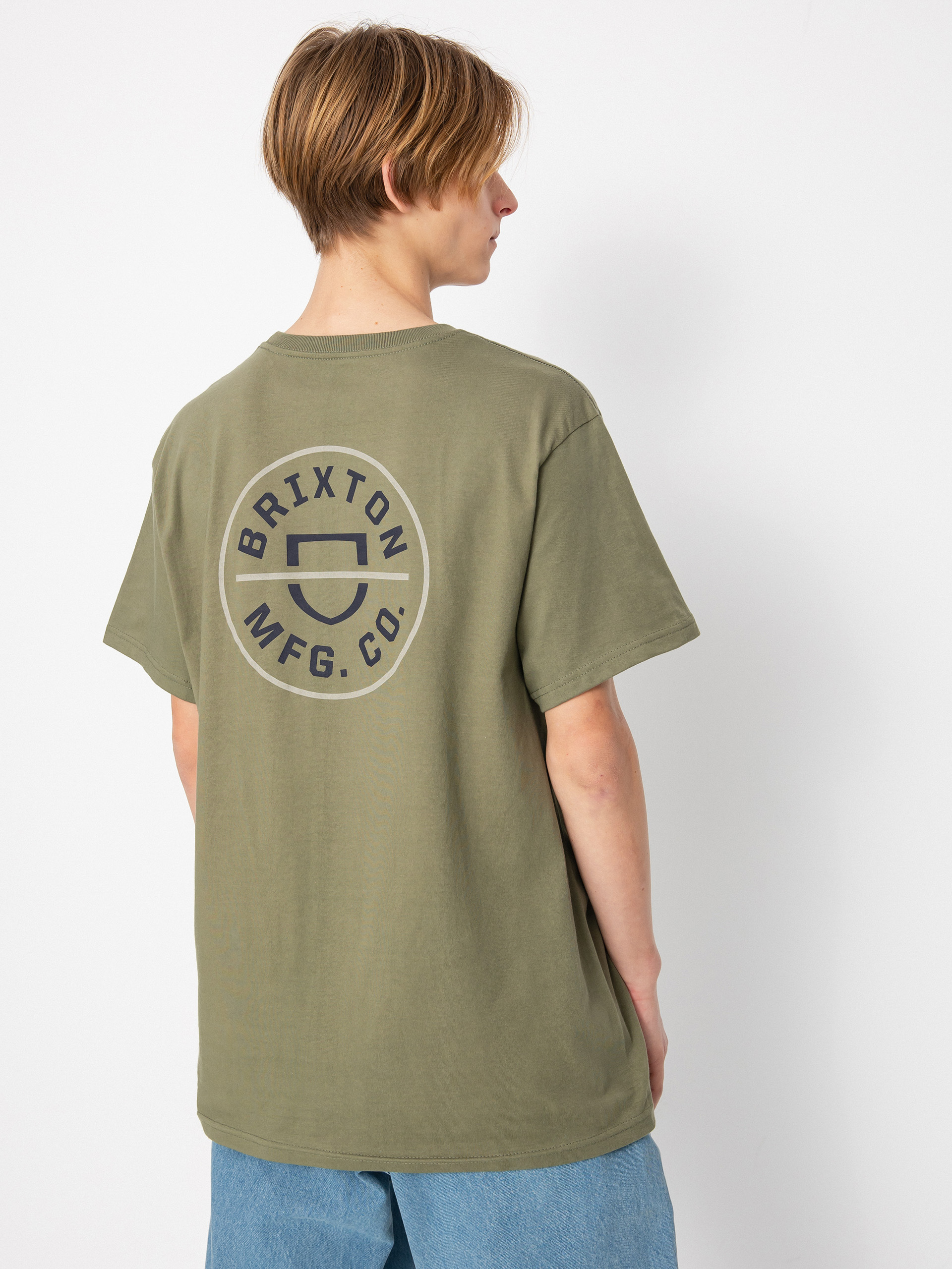 Футболка Brixton Crest II (olive surplus/washed navy/sand)