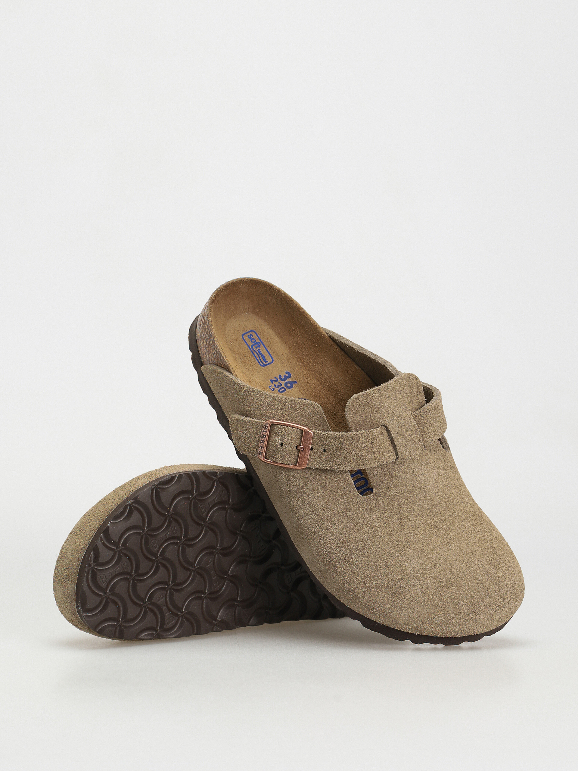 Шльопанці Birkenstock Boston Soft Footbed Suede Leather Narrow (taupe)