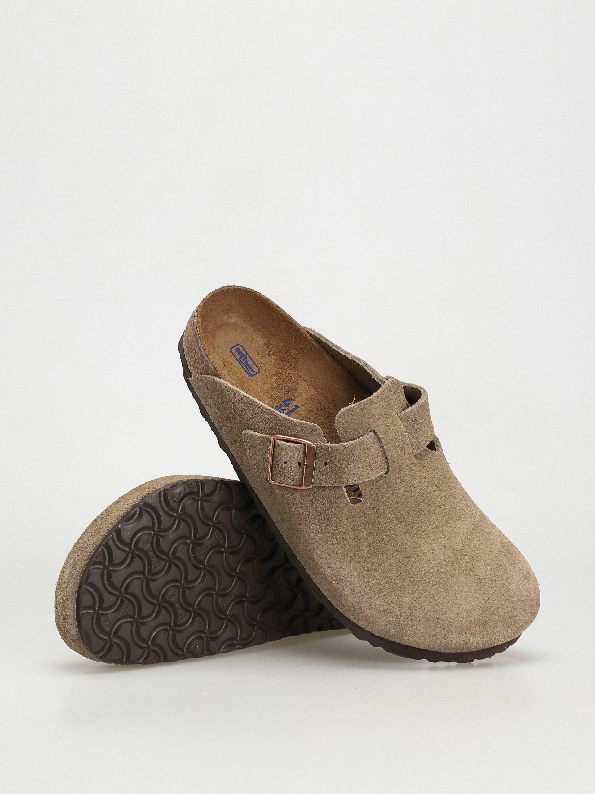 靴 BIRKENSTOCK BOSTON BS TAUPE Сланці Birkenstock Boston Soft Footbed Suede Leather Taupe