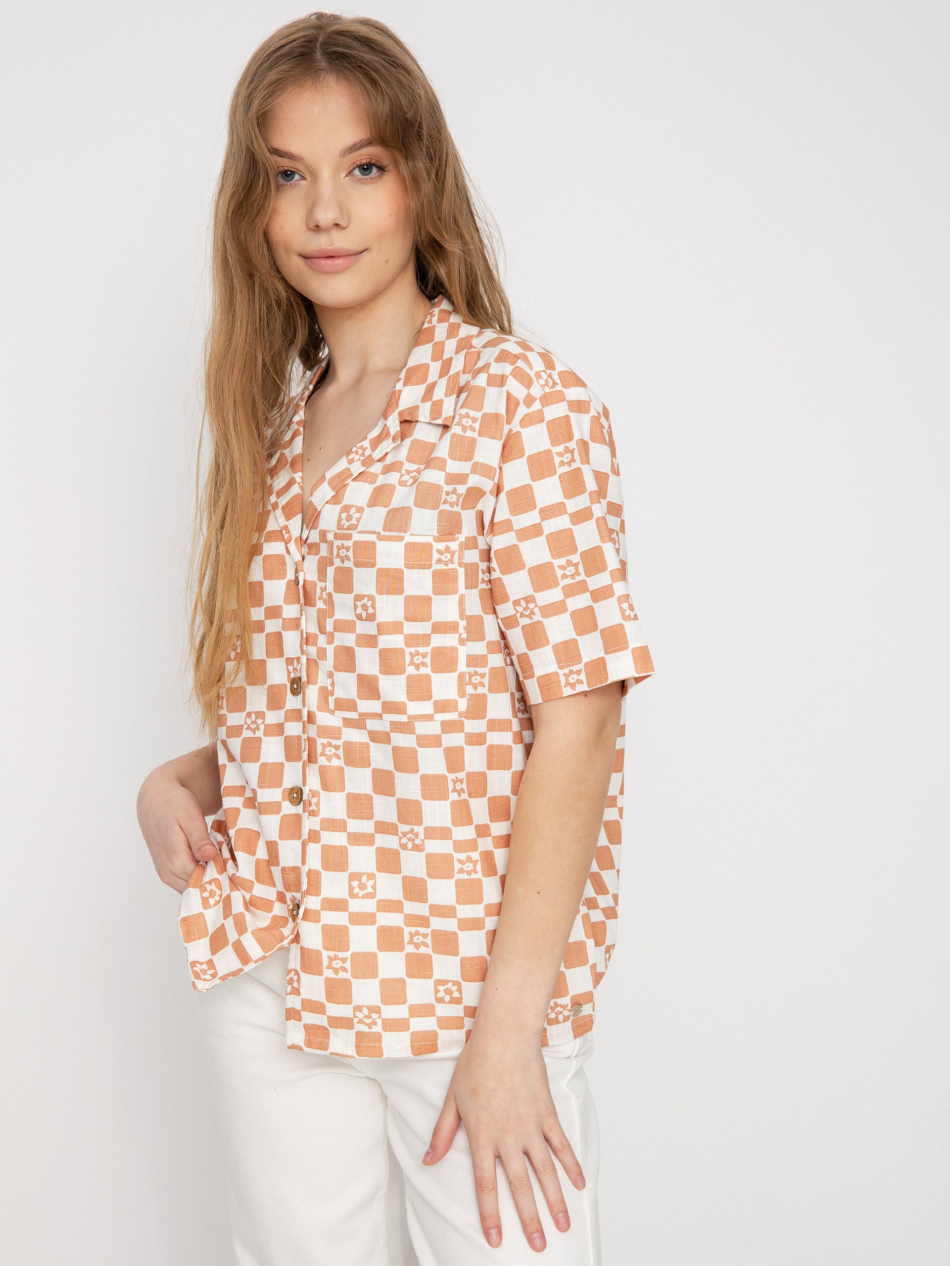 Сорочка Roxy Aloha Sunset Check Wmn (snow white sol power)