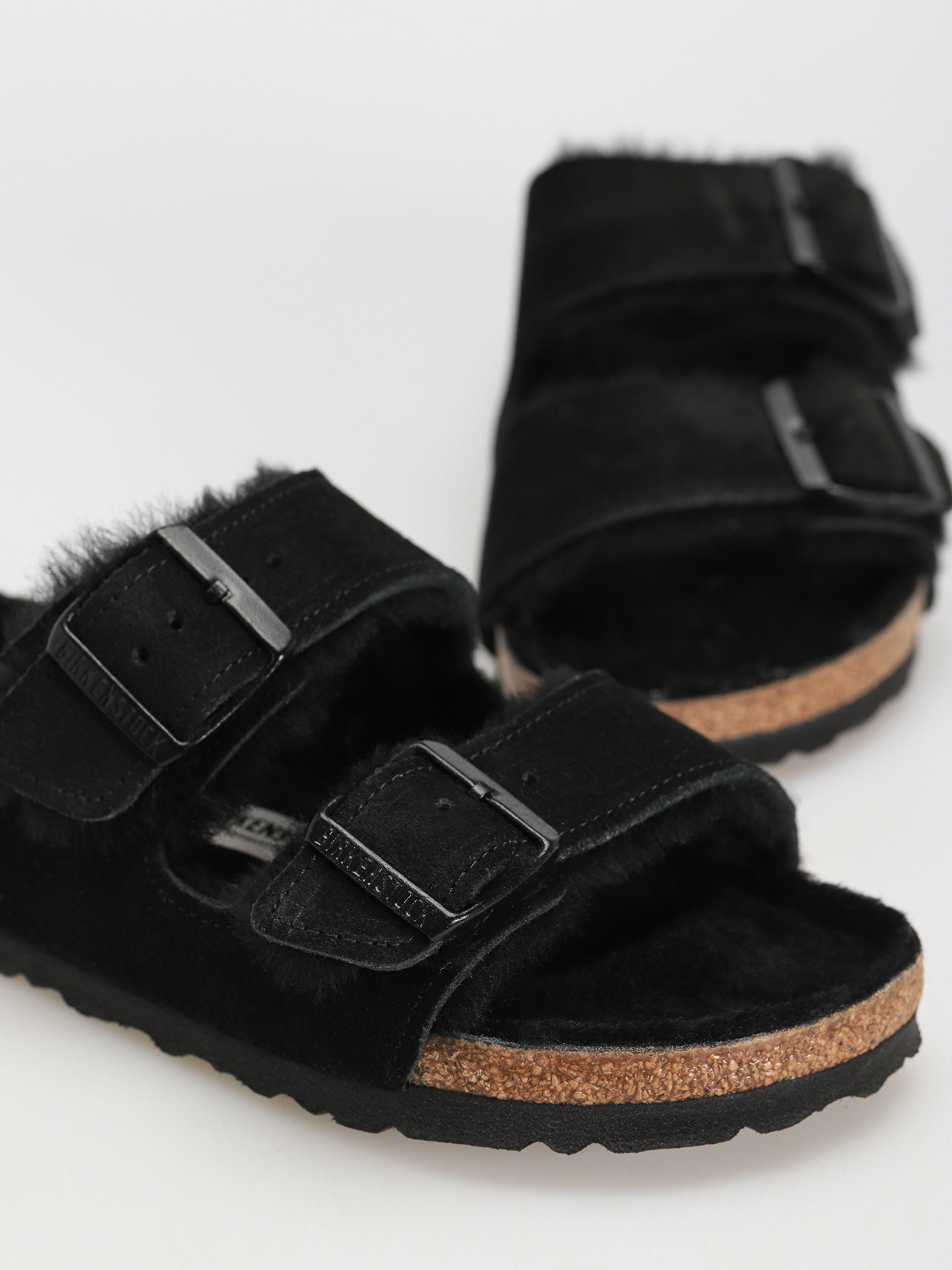 Шльопанці Birkenstock Arizona Suede Leather Narrow Wmn (black)