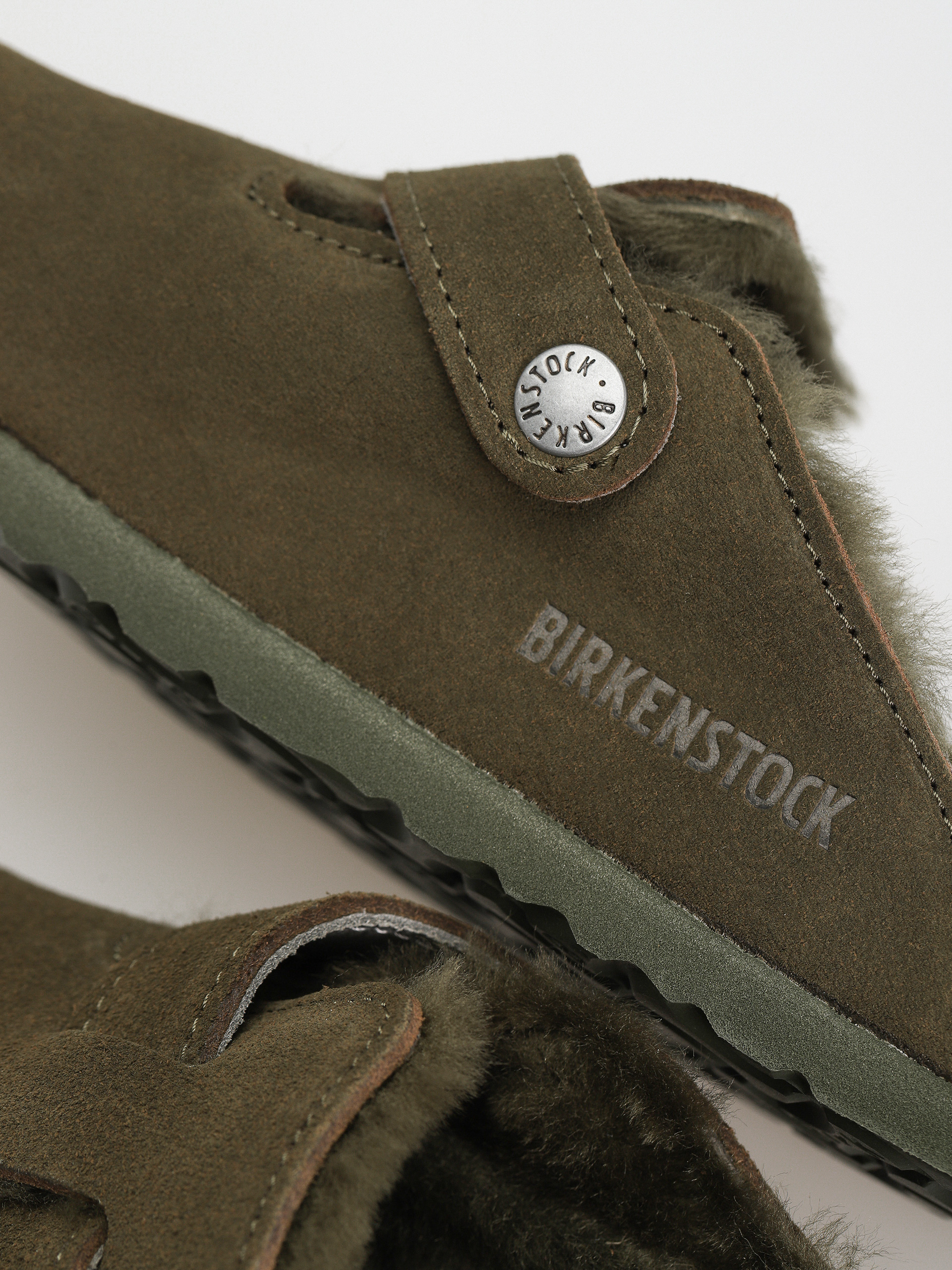 Шльопанці Birkenstock Boston Suede Leather Narrow Wmn (thyme)