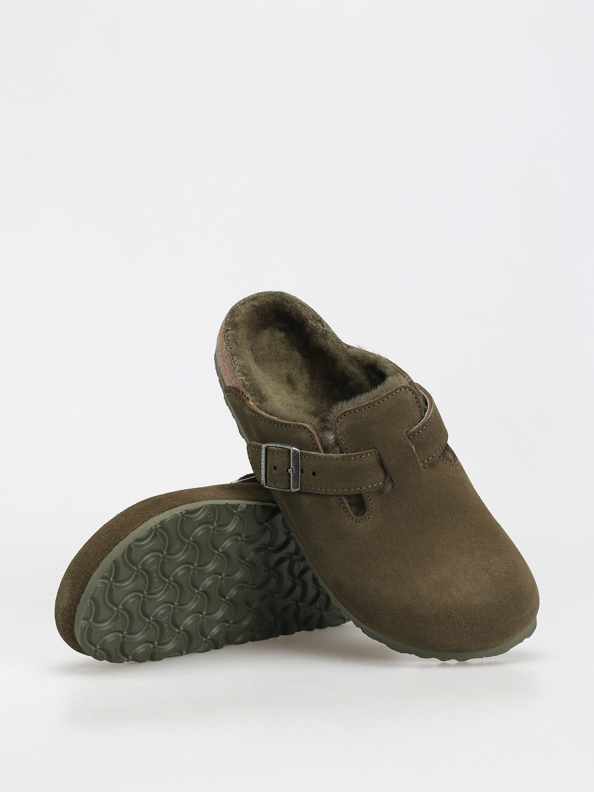 Шльопанці Birkenstock Boston Suede Leather Narrow Wmn (thyme)