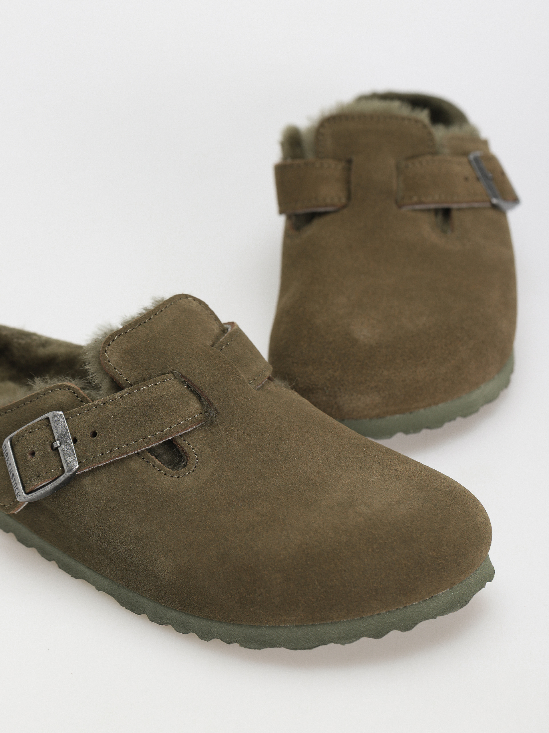 Шльопанці Birkenstock Boston Suede Leather Narrow Wmn (thyme)
