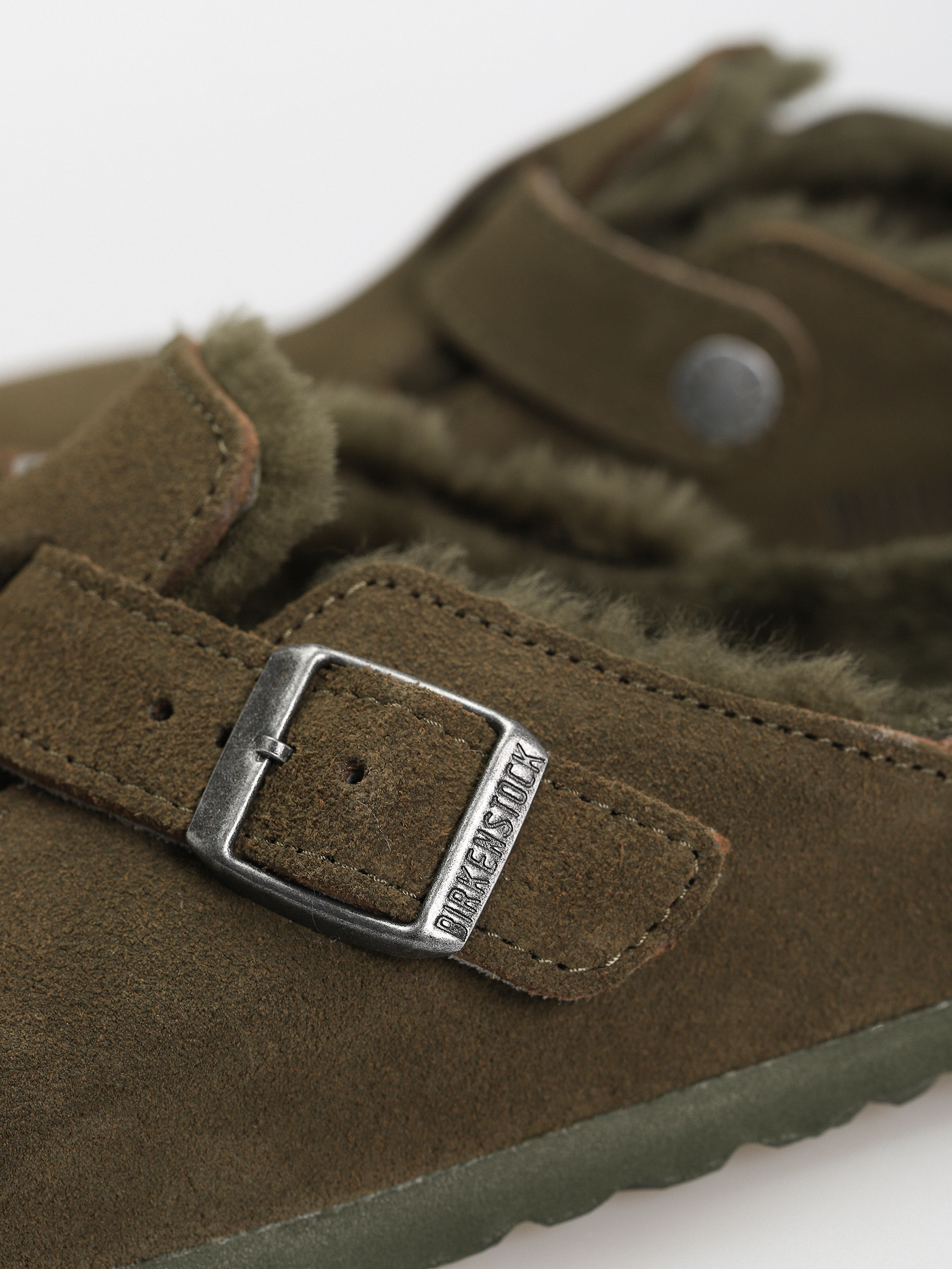 Шльопанці Birkenstock Boston Suede Leather Narrow Wmn (thyme)
