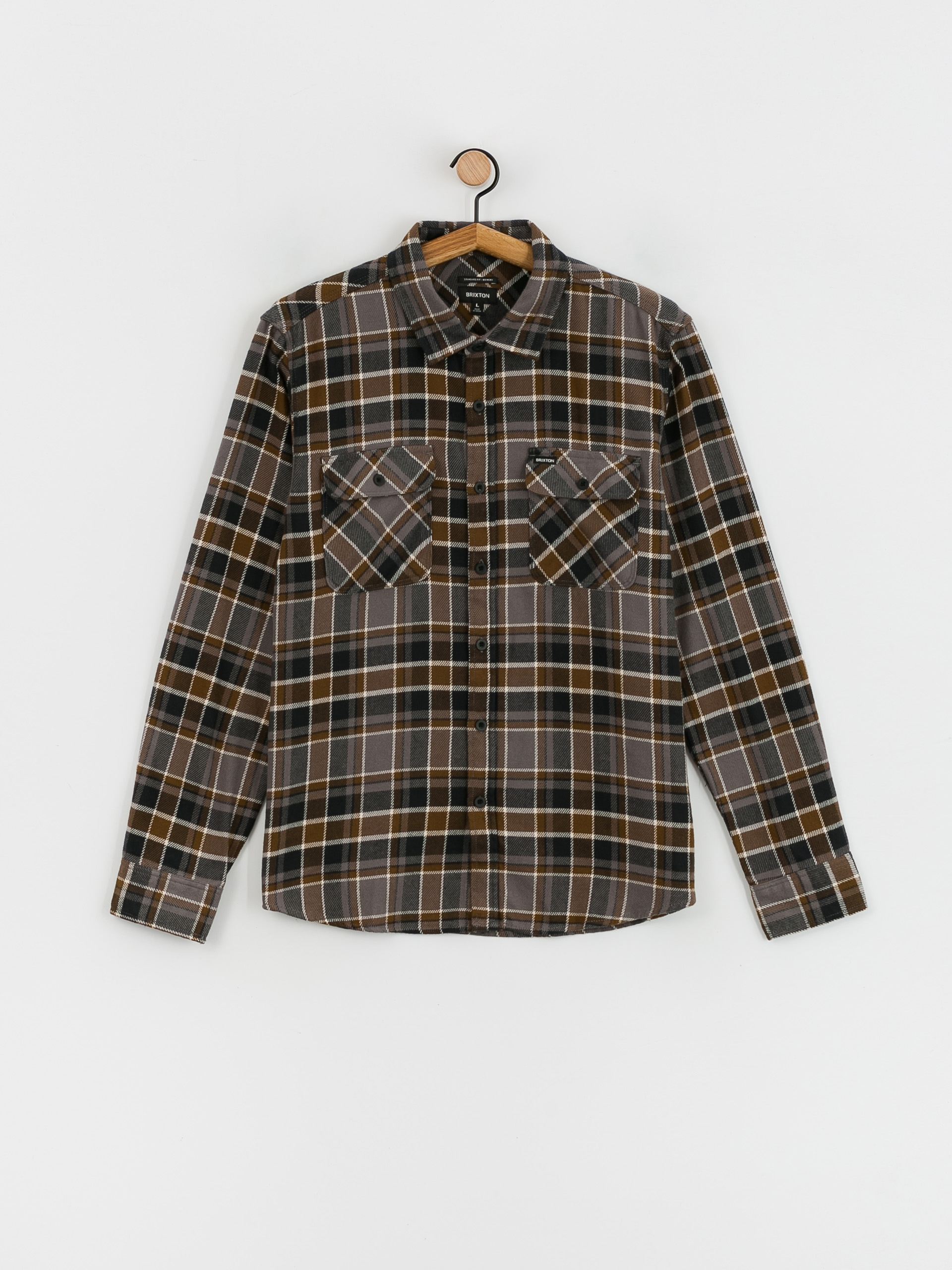 Сорочка Brixton Bowery Flannel Ls (black/desert palm/beige)