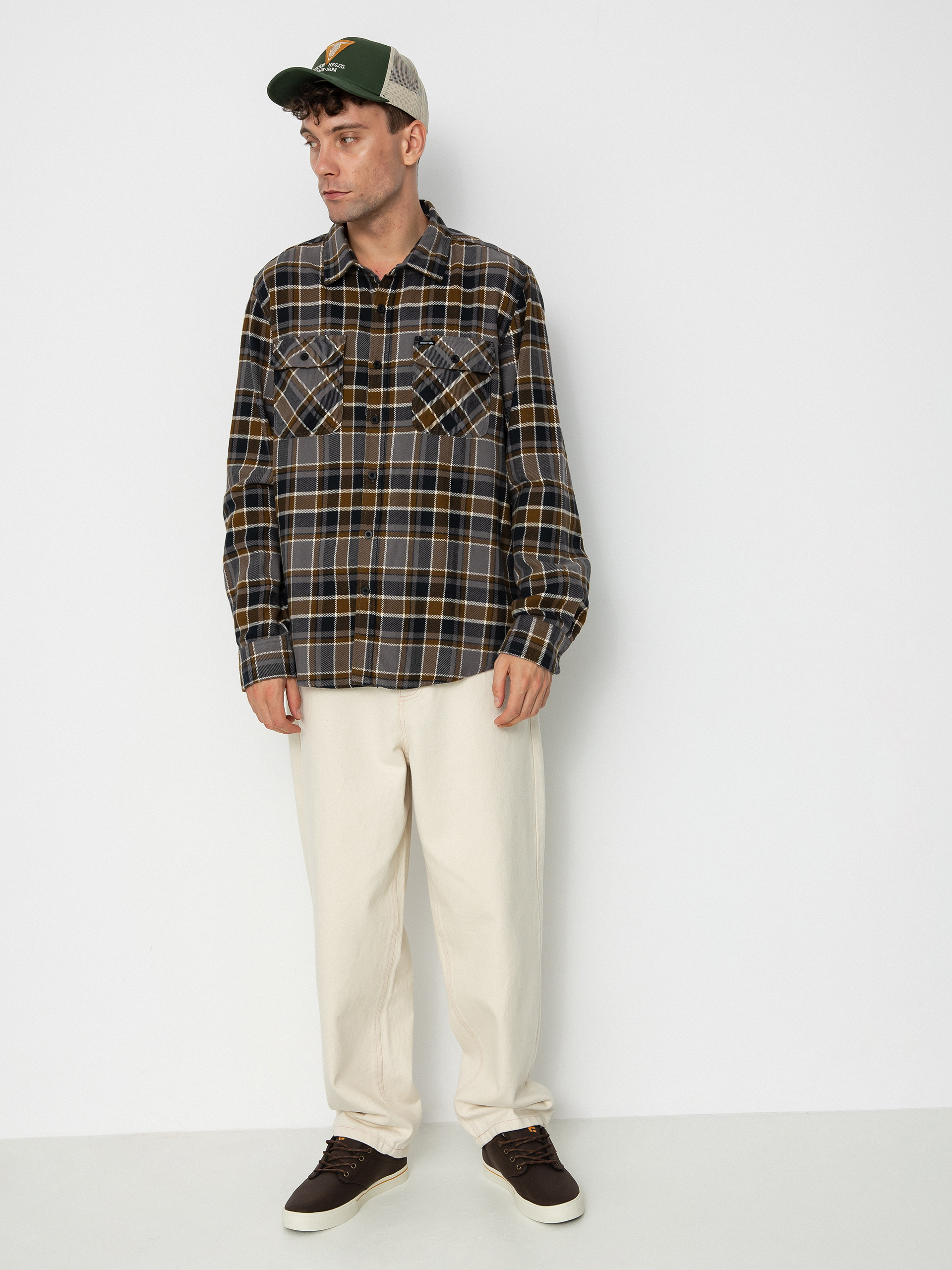 Сорочка Brixton Bowery Flannel Ls (black/desert palm/beige)