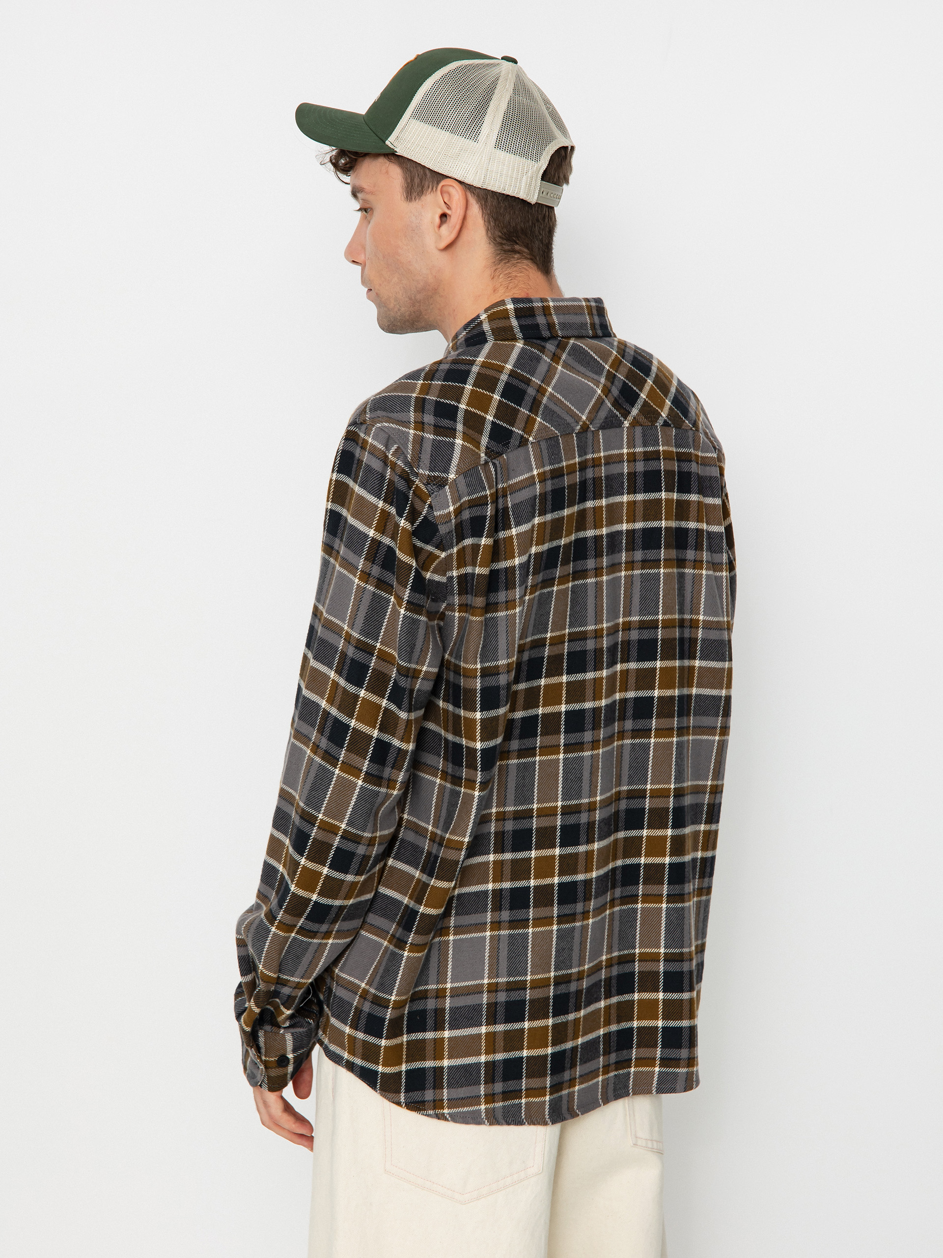 Сорочка Brixton Bowery Flannel Ls (black/desert palm/beige)