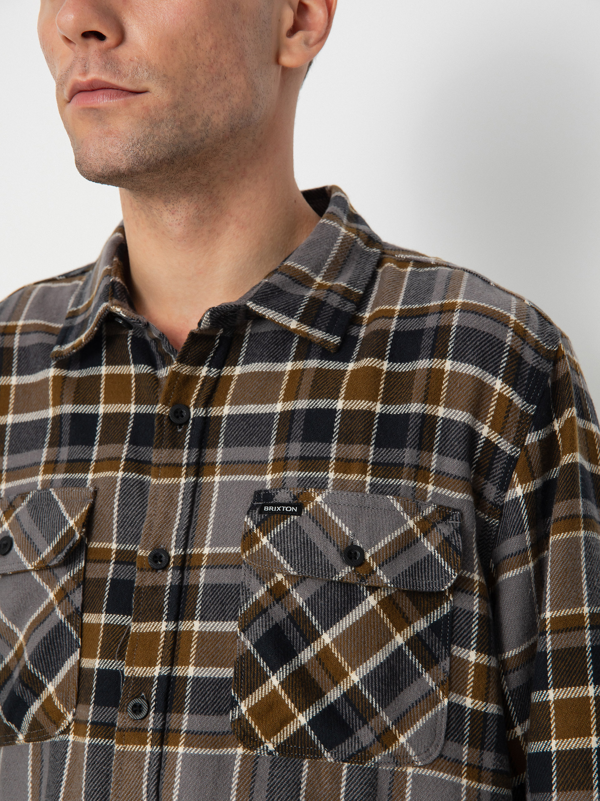 Сорочка Brixton Bowery Flannel Ls (black/desert palm/beige)