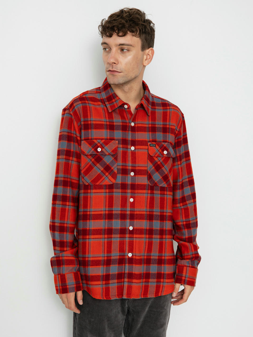 Сорочка Brixton Bowery Flannel Ls (barn red/flint blue/dark burgu)