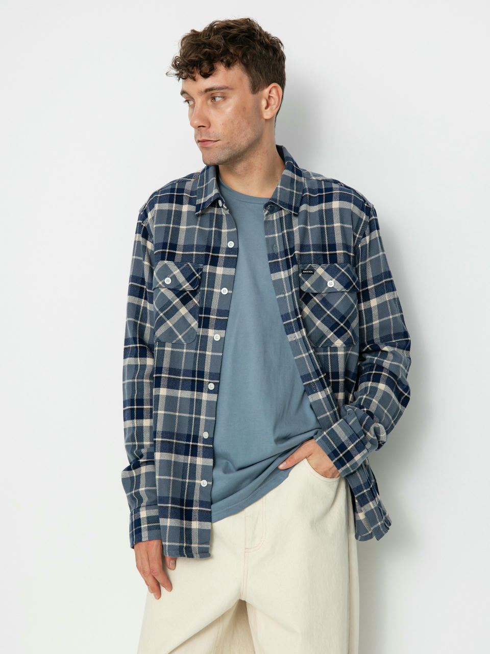 Сорочка Brixton Bowery Flannel Ls (flint blue/twilight blue/beige)