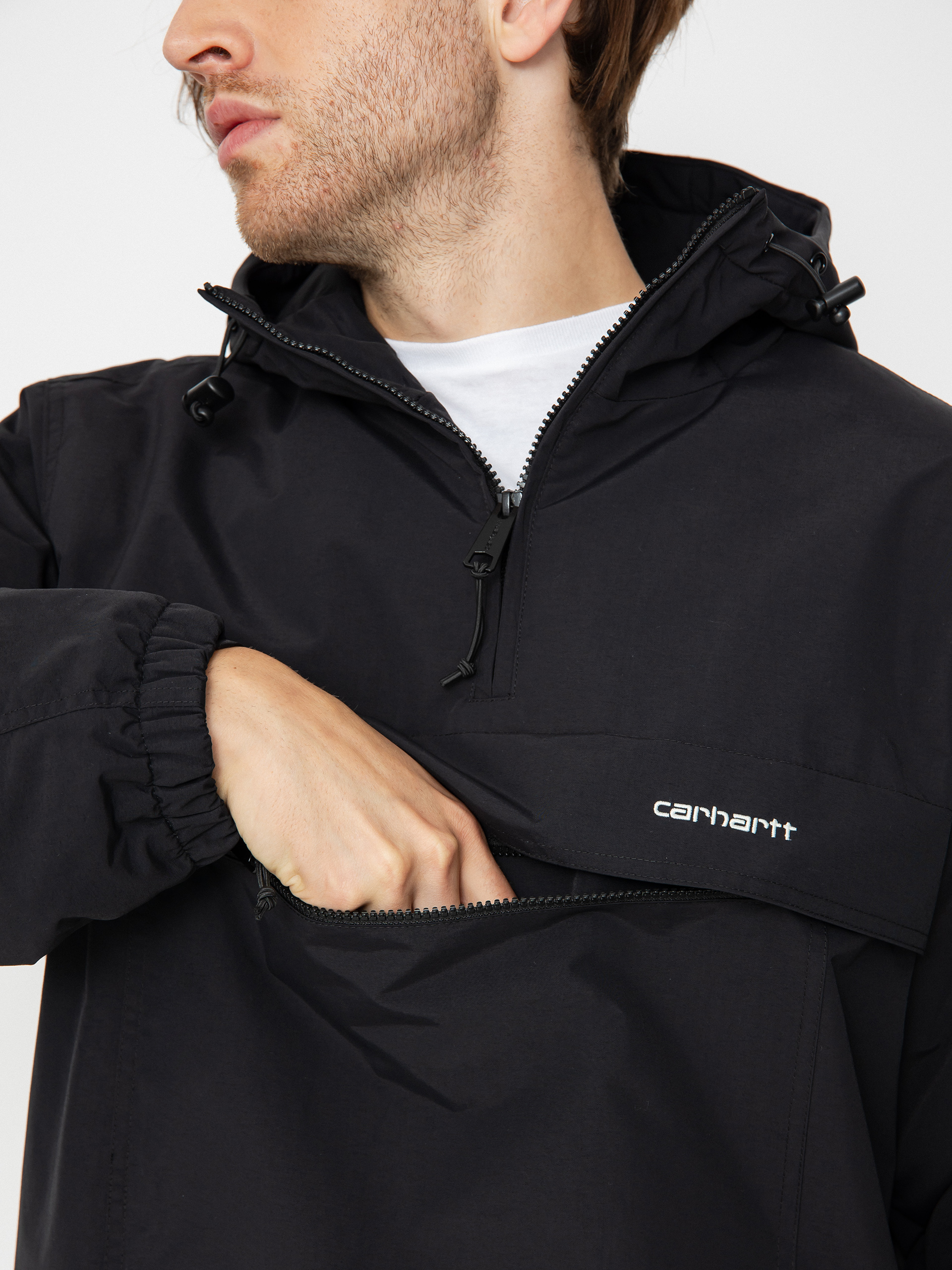 Куртка Carhartt WIP Windbreaker Pullover - чорний (black/white)