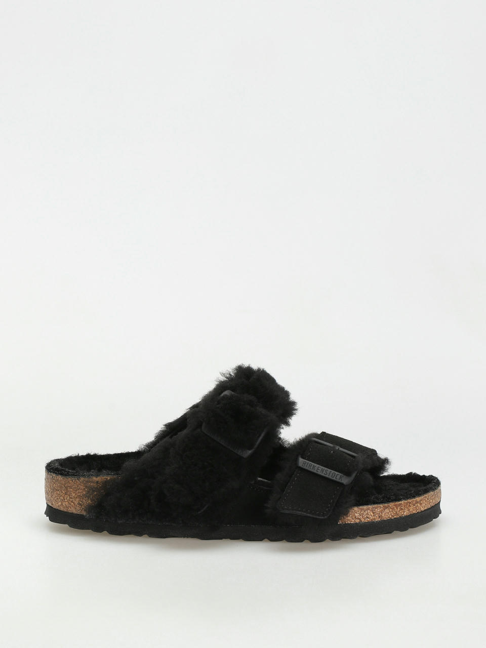 Шльопанці Birkenstock Arizona Split Teddy Parts Rivet Logo Suede Leather/Fur Narrow Wmn (black)