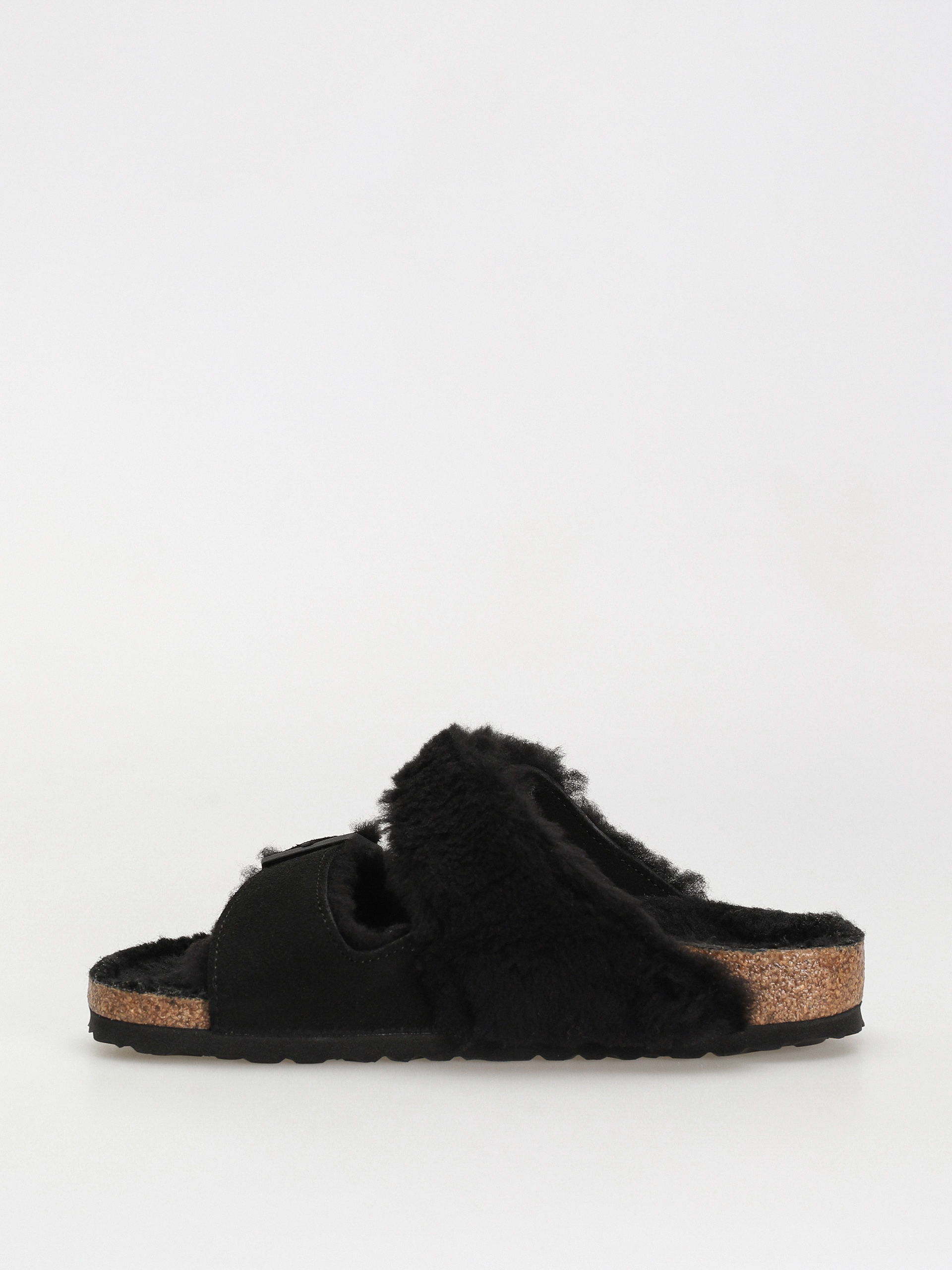 Шльопанці Birkenstock Arizona Split Teddy Parts Rivet Logo Suede Leather/Fur Narrow Wmn (black)