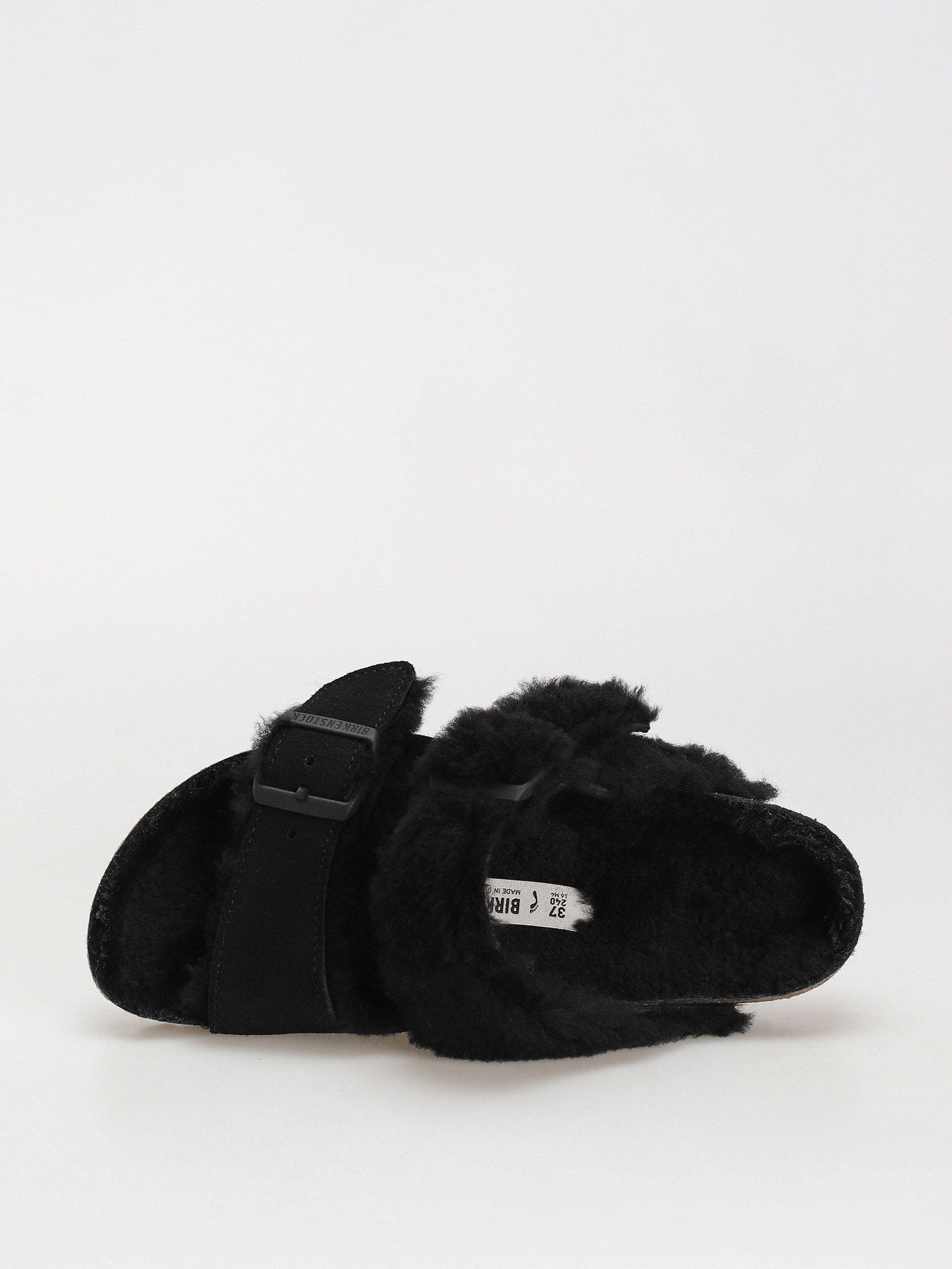 Шльопанці Birkenstock Arizona Split Teddy Parts Rivet Logo Suede Leather/Fur Narrow Wmn (black)