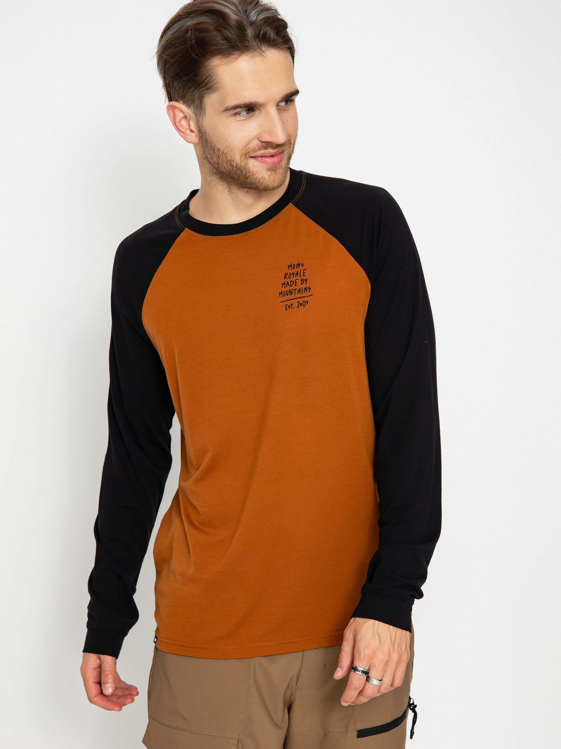 Чоловічий Термолонгслів Mons Royale Icon Merino Raglan (black/copper)