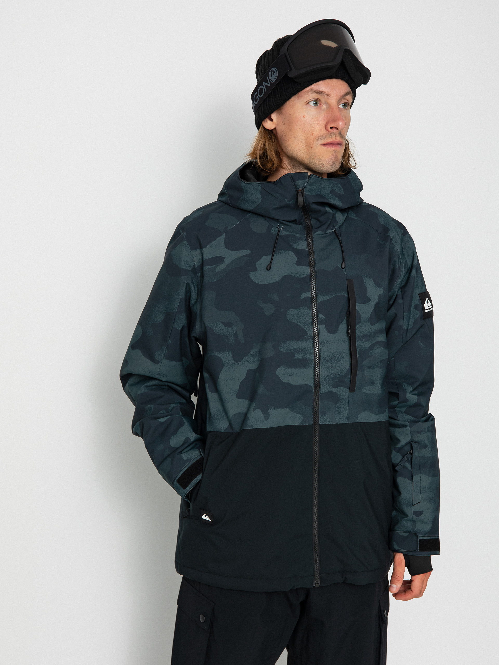 Чоловіча Сноубордична куртка Quiksilver Mission Printed Block (spray camo true black)