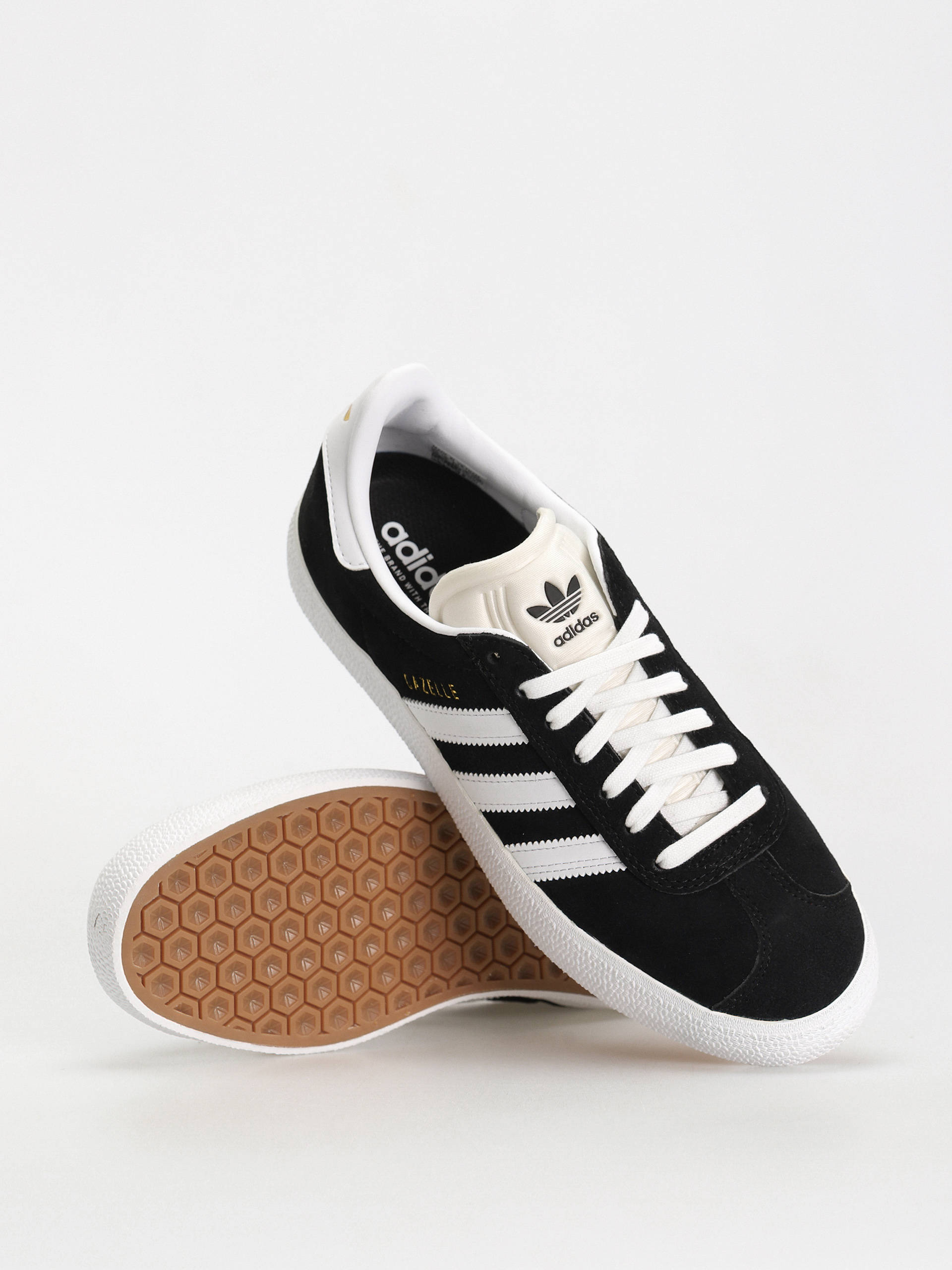 adidas Gazelle ADV core black cloud white gold metallic