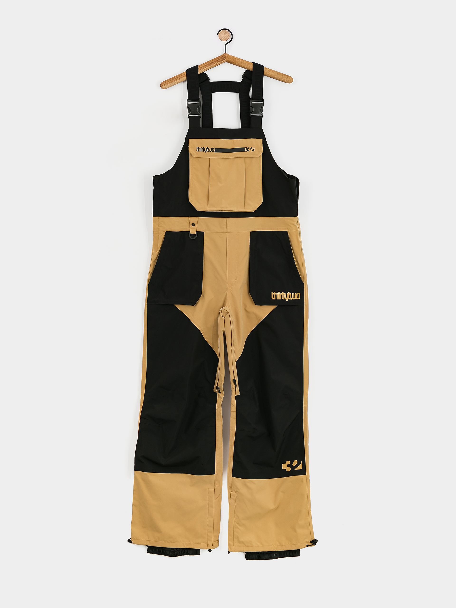 Чоловічі Сноубордичні штани ThirtyTwo Basement Bib (black/tan)
