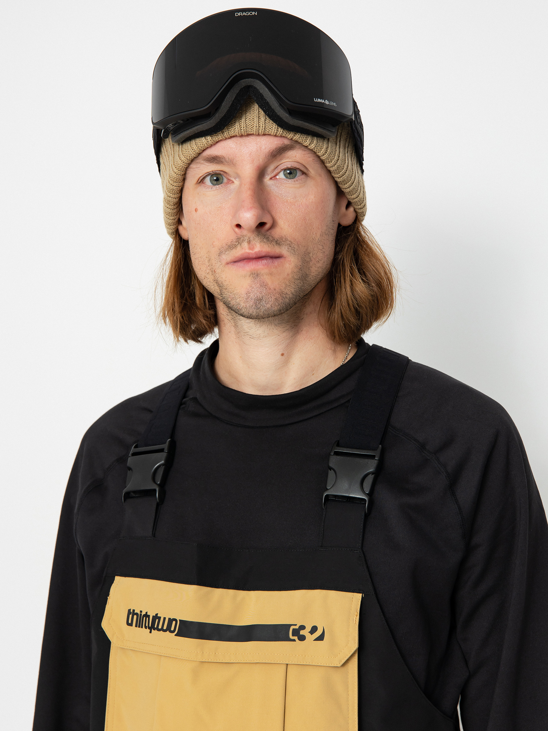 Чоловічі Сноубордичні штани ThirtyTwo Basement Bib (black/tan)