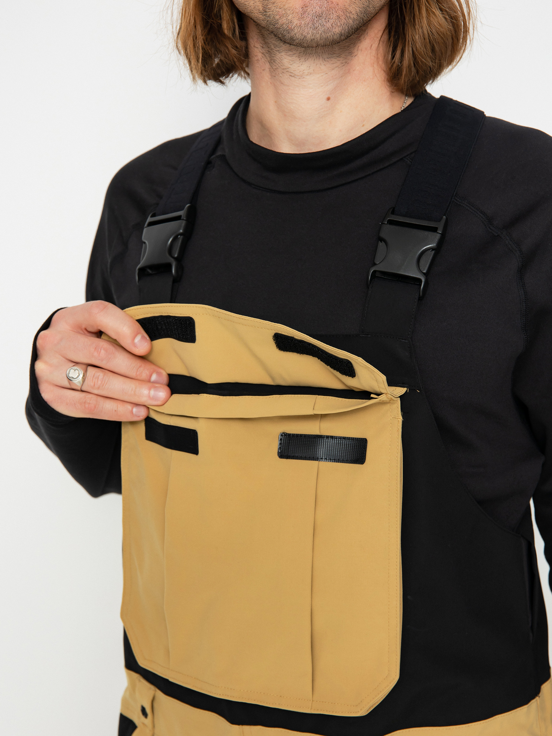 Чоловічі Сноубордичні штани ThirtyTwo Basement Bib (black/tan)