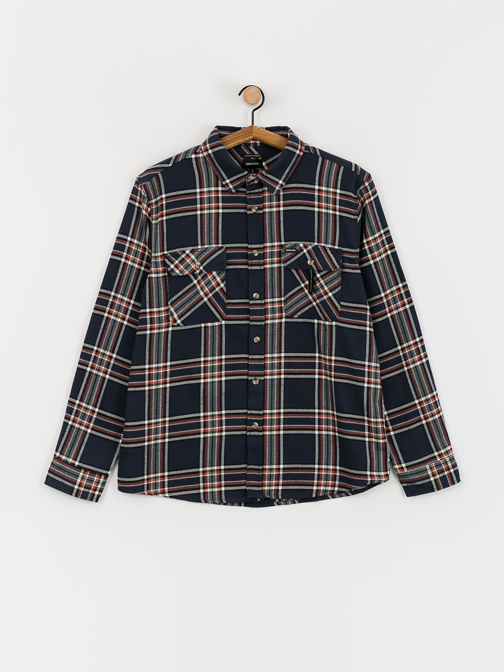 Сорочка Brixton Bowery Flannel Ls (washed navy/off white/terracot)