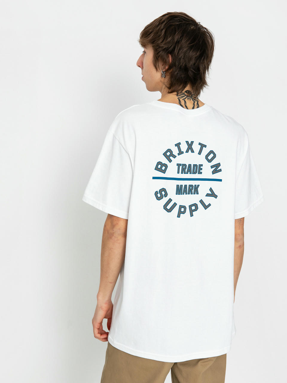 Футболка Brixton Oath V Stt (white/chinois green/blue danub)