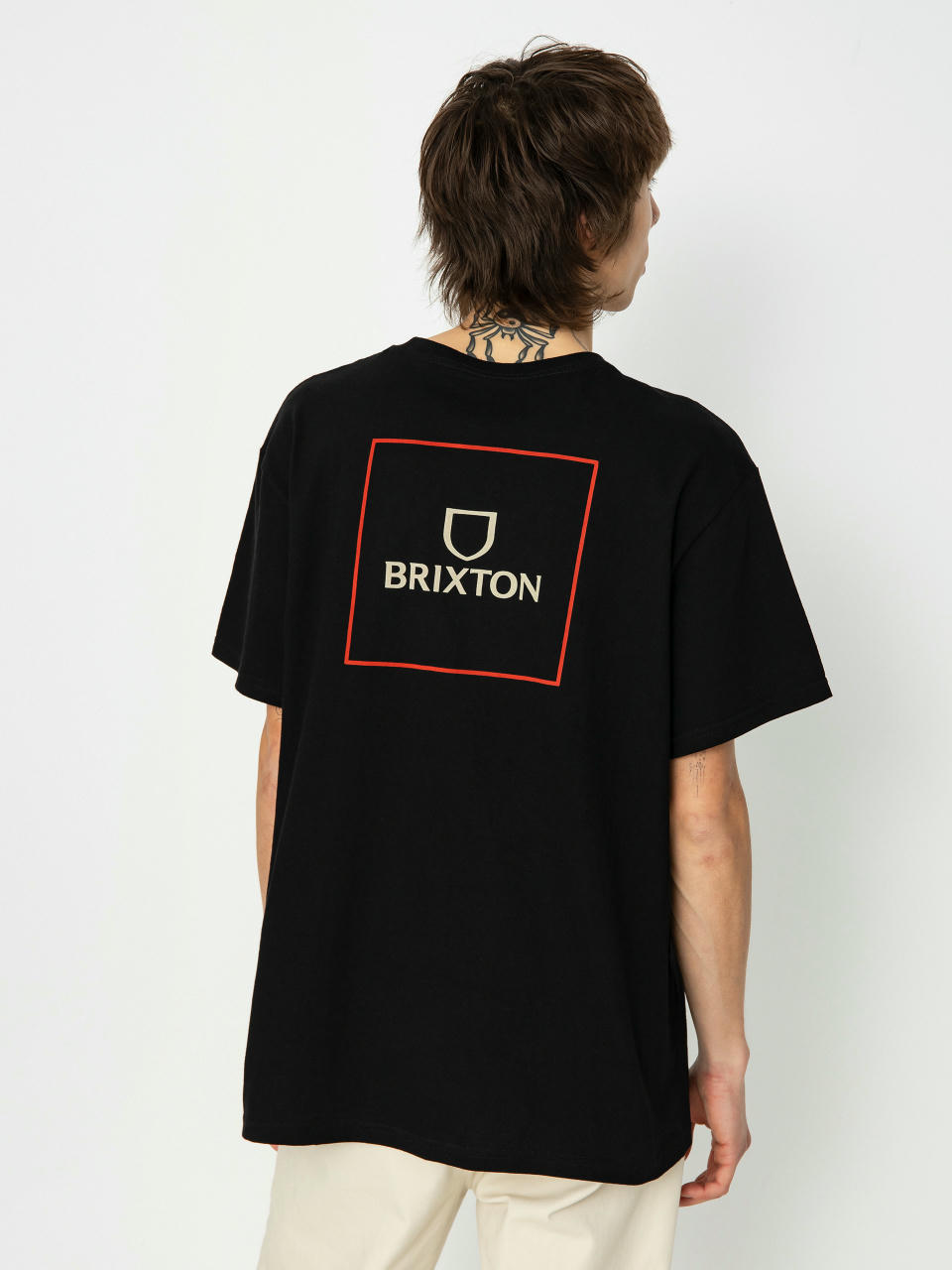 Футболка Brixton Alpha Square Stt (black/casa red/sand)